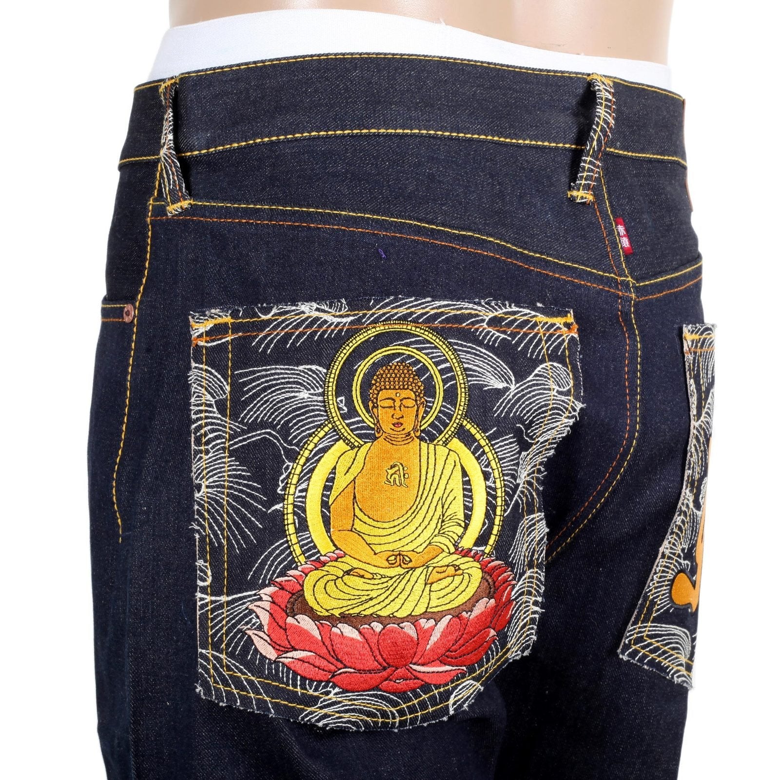 RMC RAW SELVEDGE JEANS WITH EXCLUSIVE AMIDA NYORAI YEAR OF THE DOG EMBROIDERY REDM3090