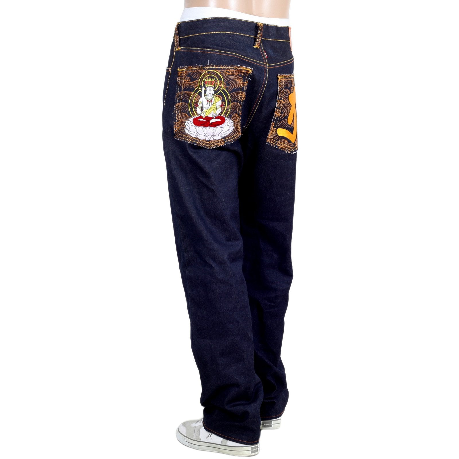RMC JEANS SELVEDGE JEANS WITH EXCLUSIVE KOKUUZOU BOSATU YEAR OF THE TIGER EMBROIDERY REDM3098