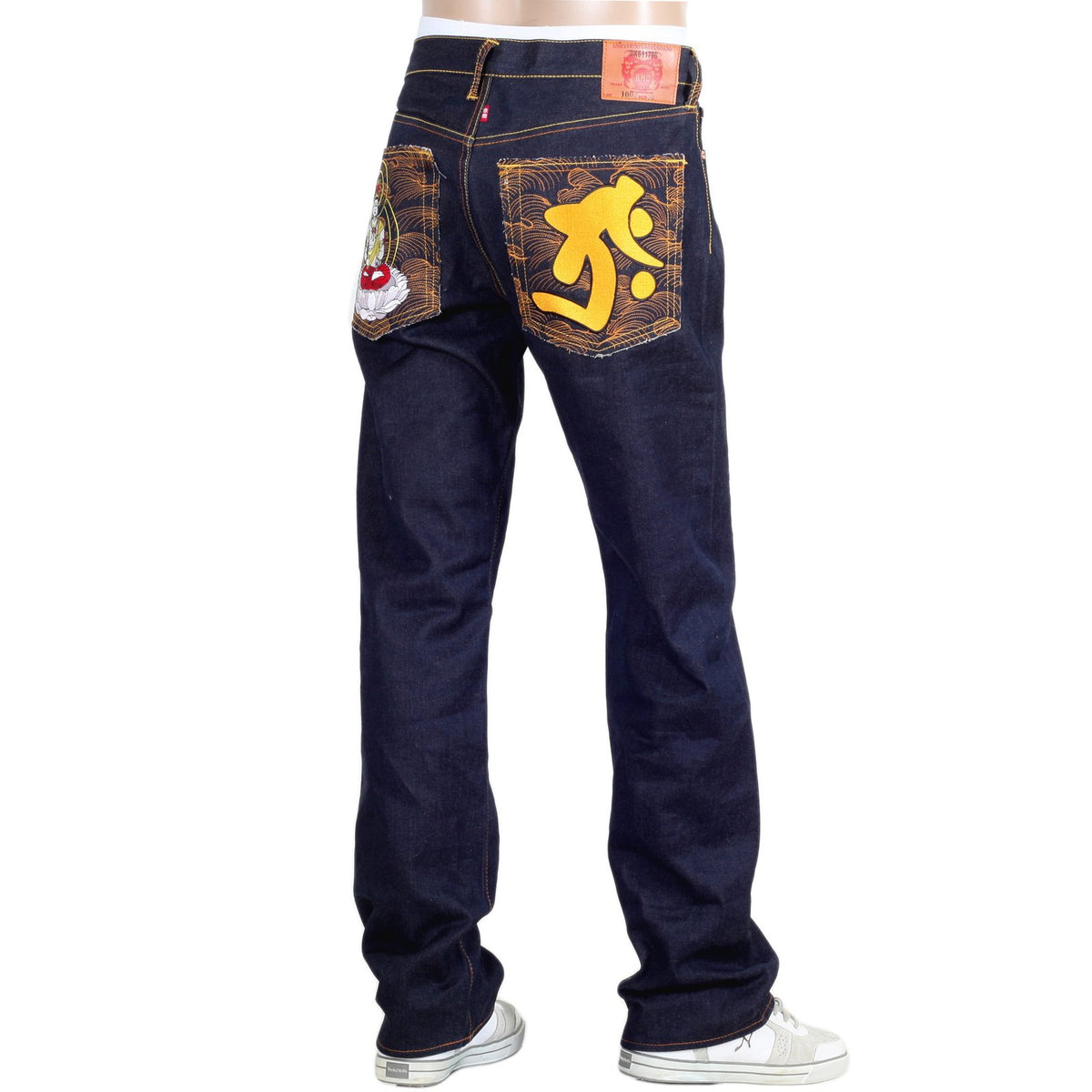 RMC JEANS SELVEDGE JEANS WITH EXCLUSIVE KOKUUZOU BOSATU YEAR OF THE TIGER EMBROIDERY REDM3098