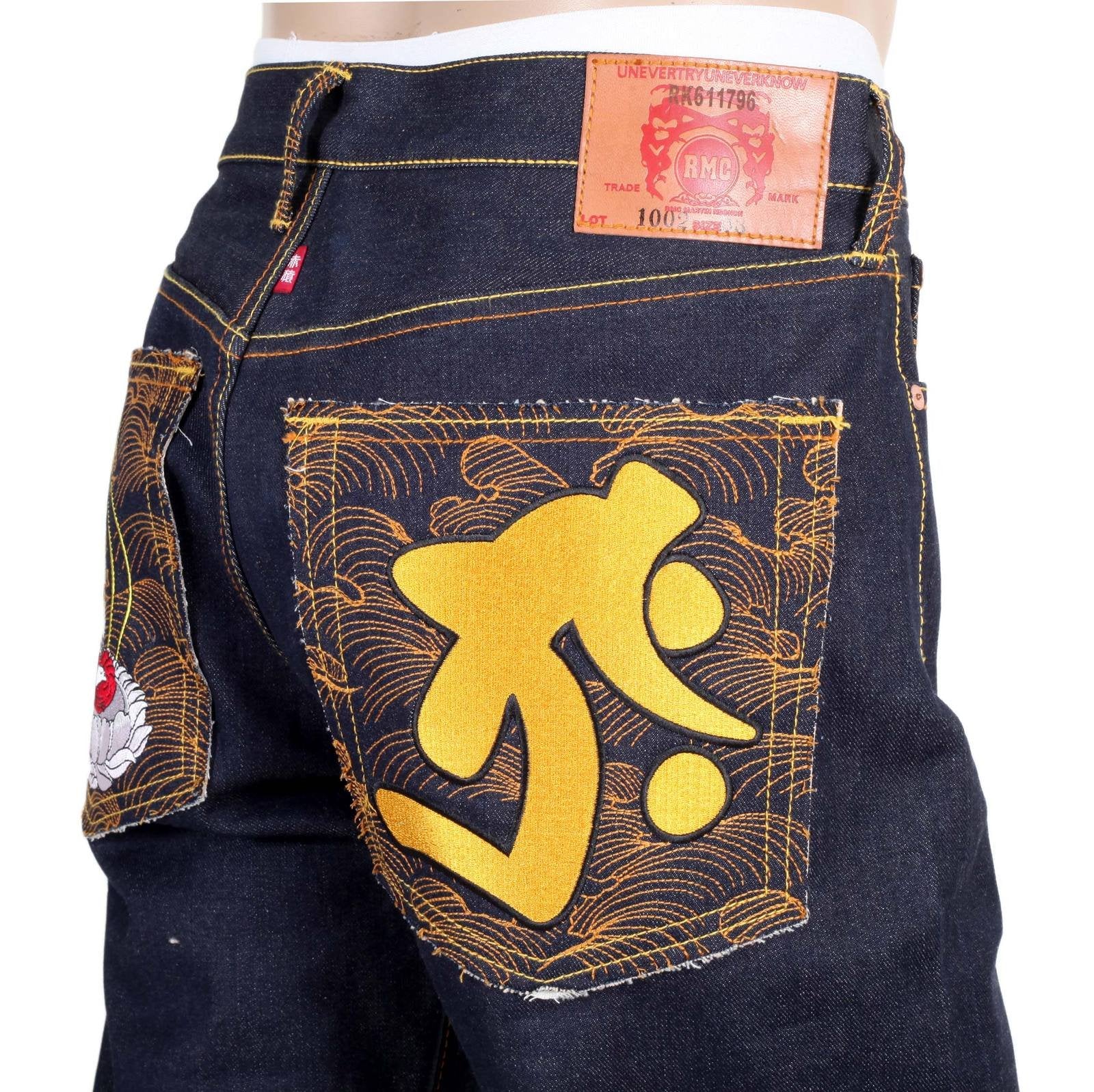 RMC JEANS SELVEDGE JEANS WITH EXCLUSIVE KOKUUZOU BOSATU YEAR OF THE TIGER EMBROIDERY REDM3098