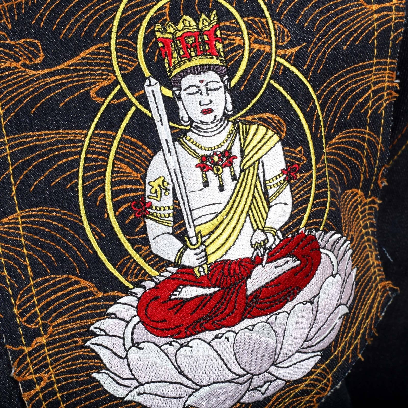 RMC JEANS SELVEDGE JEANS WITH EXCLUSIVE KOKUUZOU BOSATU YEAR OF THE TIGER EMBROIDERY REDM3098