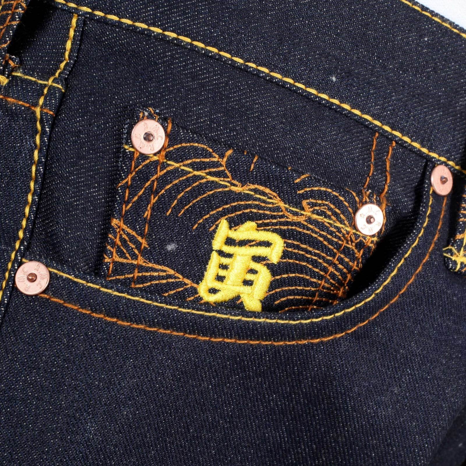 RMC JEANS SELVEDGE JEANS WITH EXCLUSIVE KOKUUZOU BOSATU YEAR OF THE TIGER EMBROIDERY REDM3098