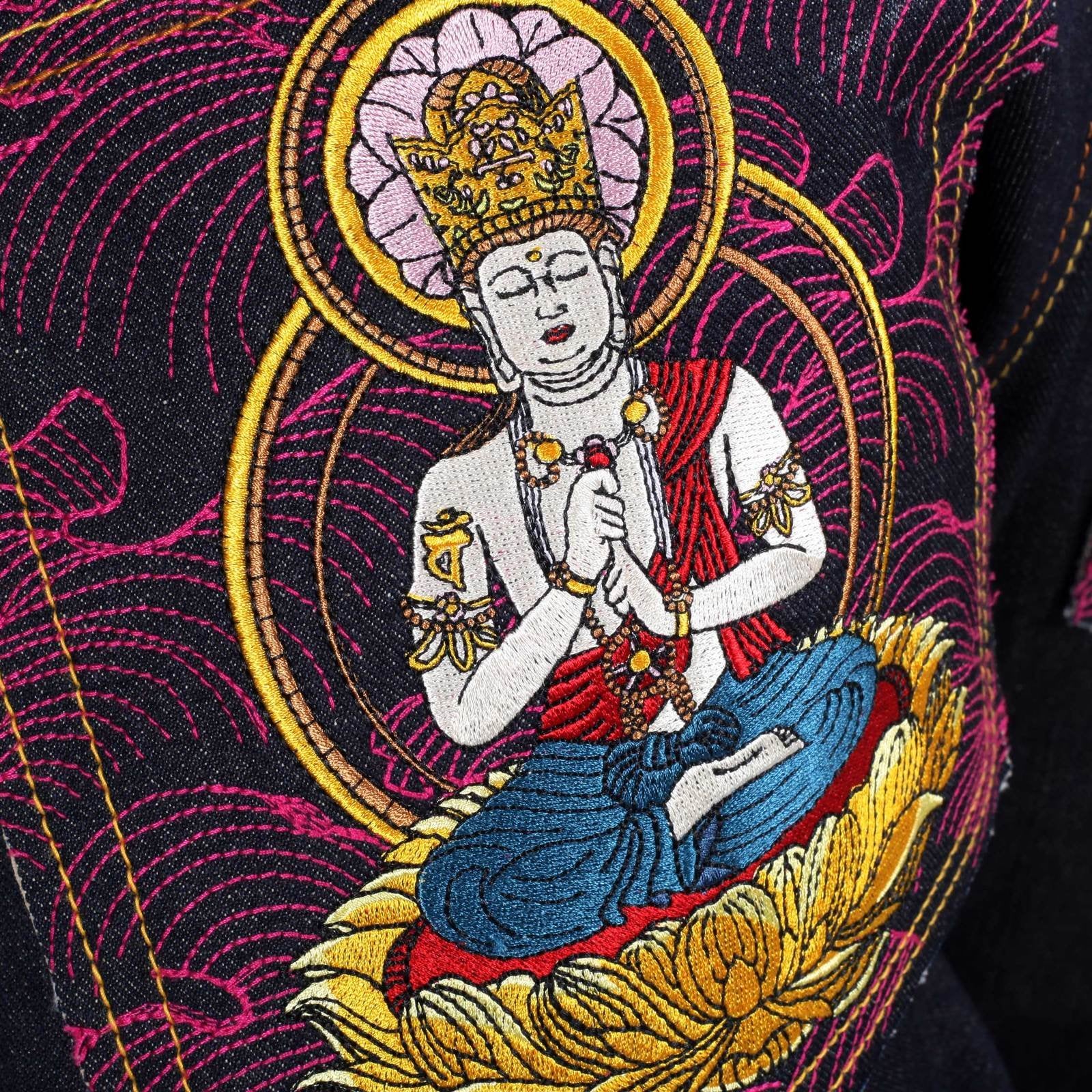 RMC MARTIN KSOHOH INDIGO RAW SELVEDGE JEANS WITH EXCLUSIVE DAINITI NYORAI YEAR OF THE RAM EMBROIDERY REDM3104