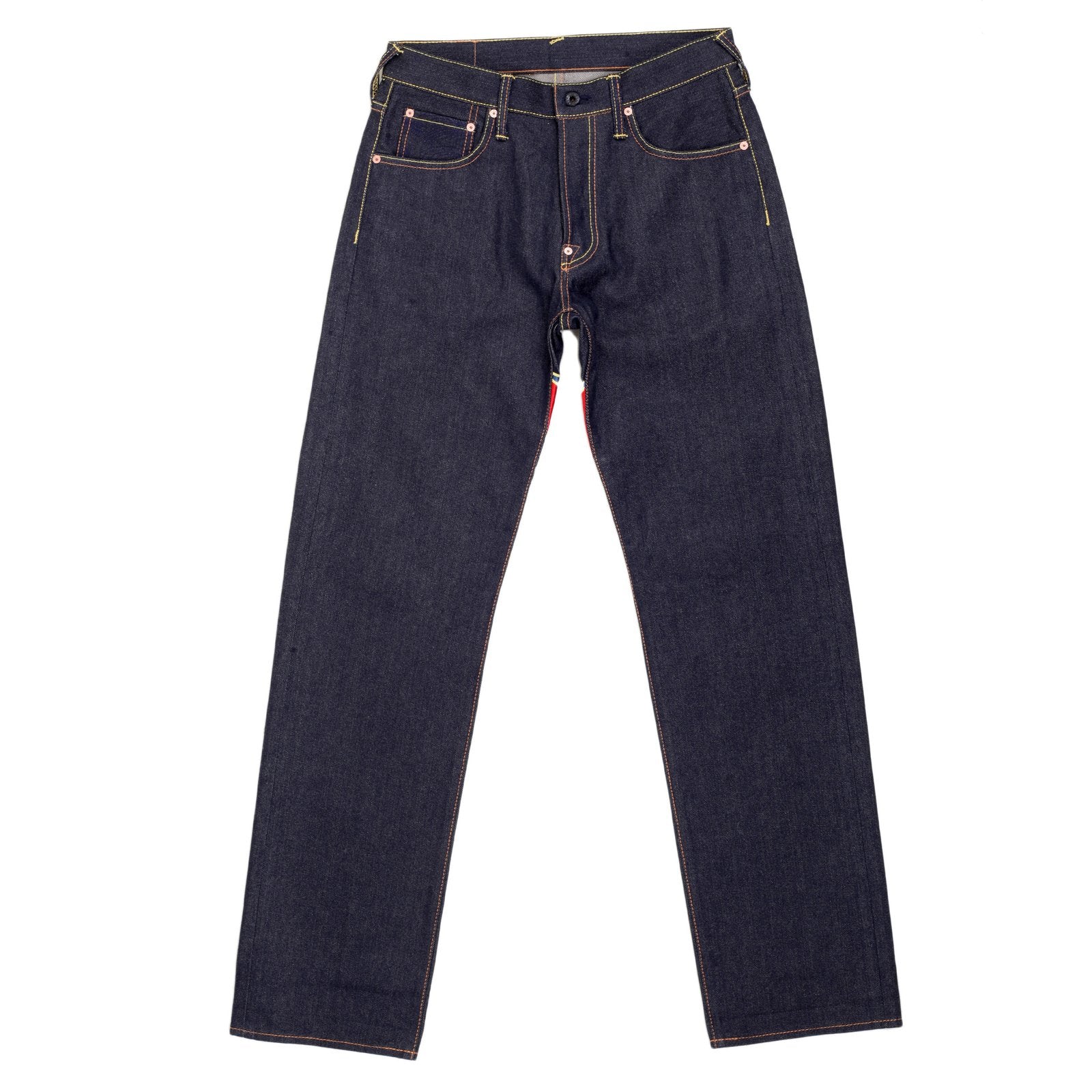 RMC JEANS SUPER EXCLUSIVE DARK INDIGO VINTAGE CUT RAW SELVEDGE DENIM WALKING SUMO EMBROIDERED JEANS REDM3254