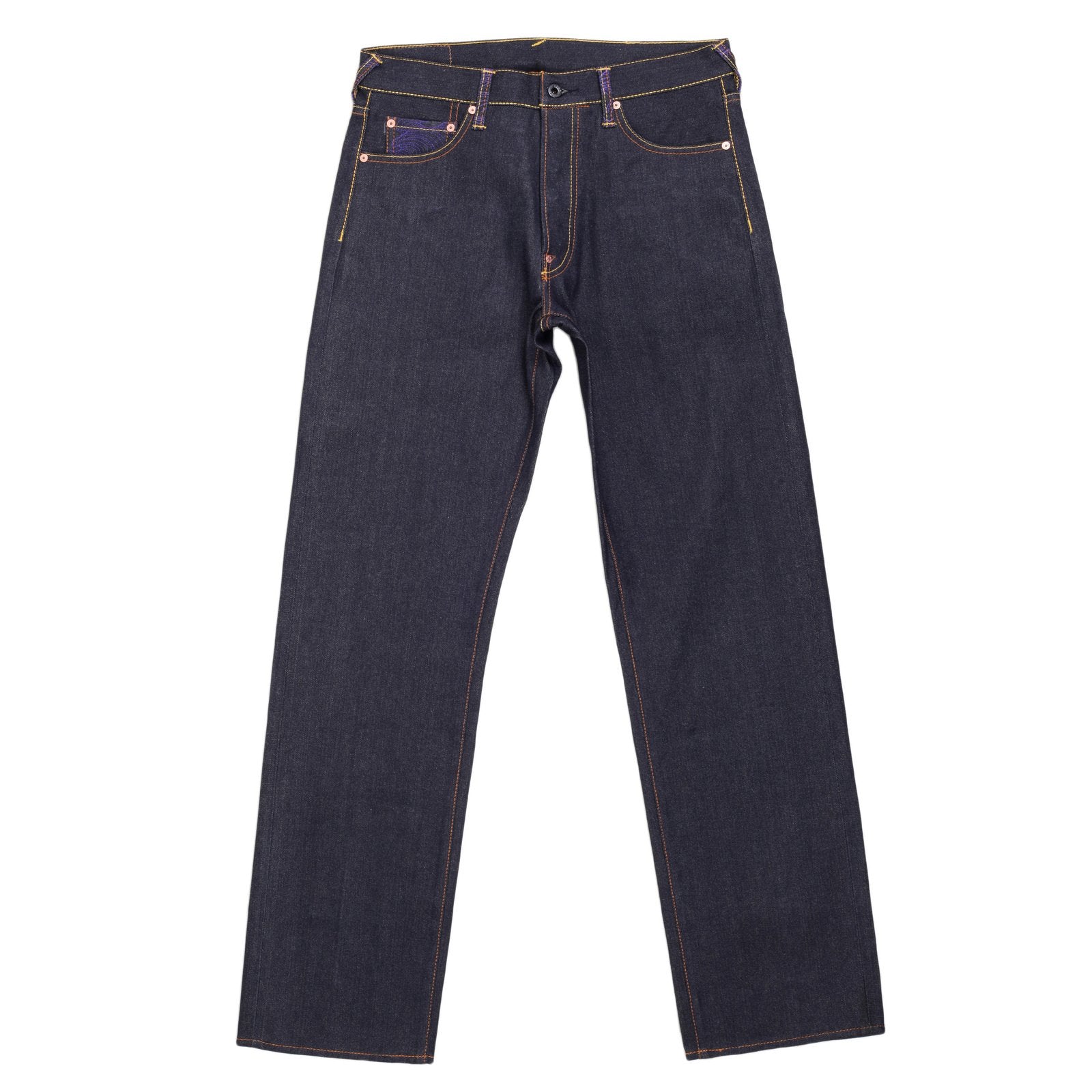 RMC JEANS EXCLUSIVE VINTAGE CUT LUCKY CAT EMBROIDERED DARK INDIGO RAW SELVEDGE DENIM JEANS REDM3255