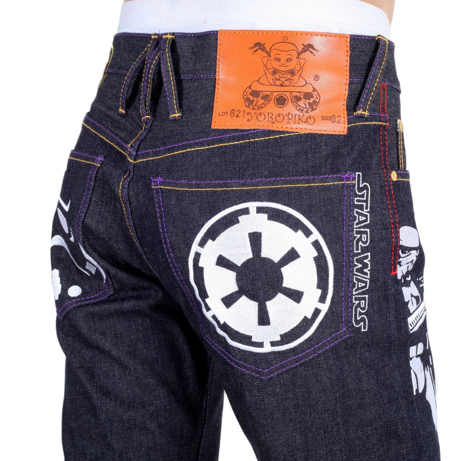 YOROPIKO BY MARTIN YAT MING VINTAGE CUT EXCLUSIVE RAW SELVEDGE DENIM JEANS WITH EMBROIDERED STAR WARS YORO3799