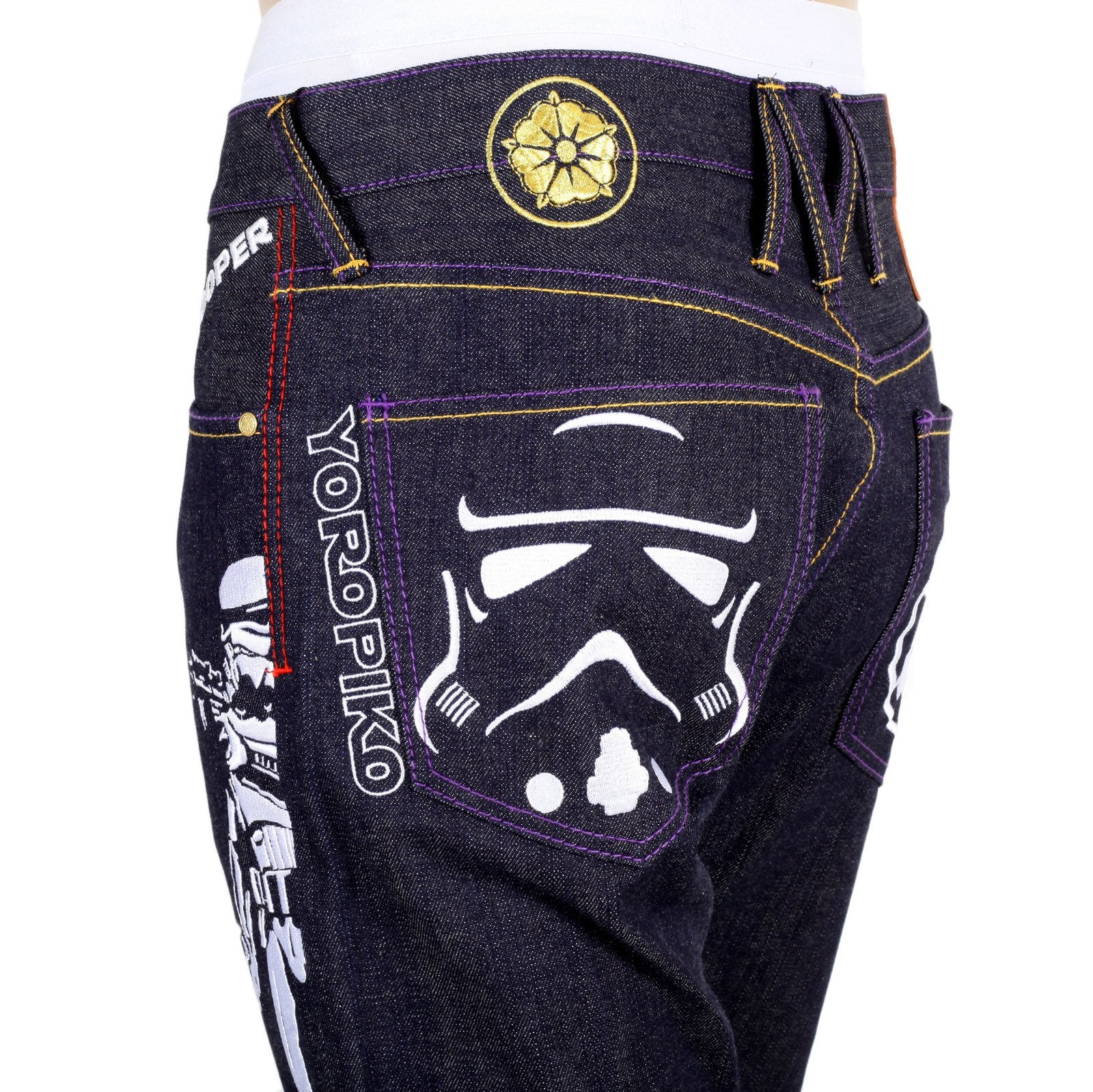 YOROPIKO BY MARTIN YAT MING VINTAGE CUT EXCLUSIVE RAW SELVEDGE DENIM JEANS WITH EMBROIDERED STAR WARS YORO3799