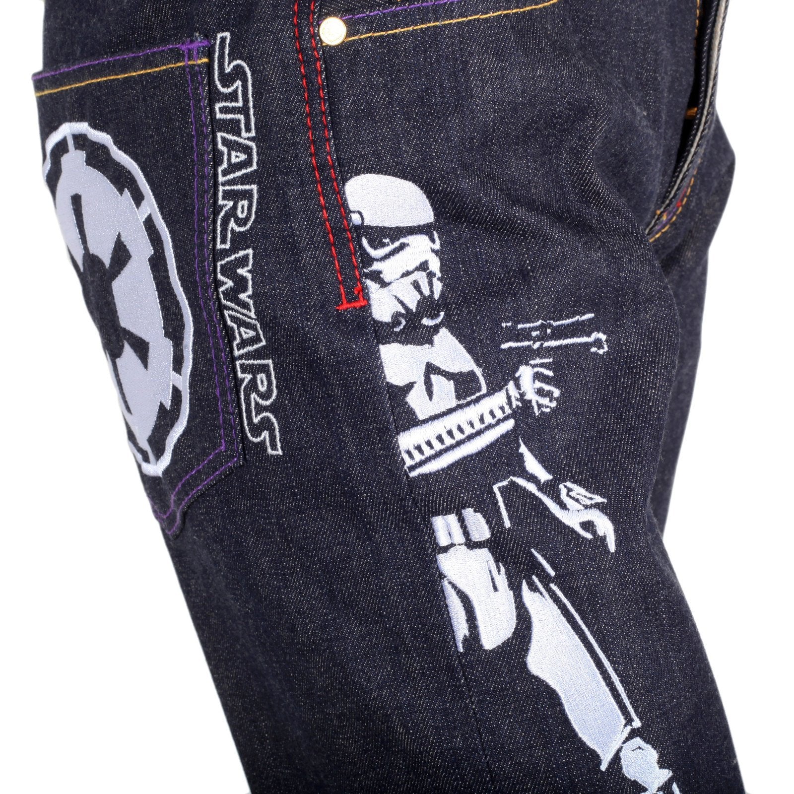 YOROPIKO BY MARTIN YAT MING VINTAGE CUT EXCLUSIVE RAW SELVEDGE DENIM JEANS WITH EMBROIDERED STAR WARS YORO3799