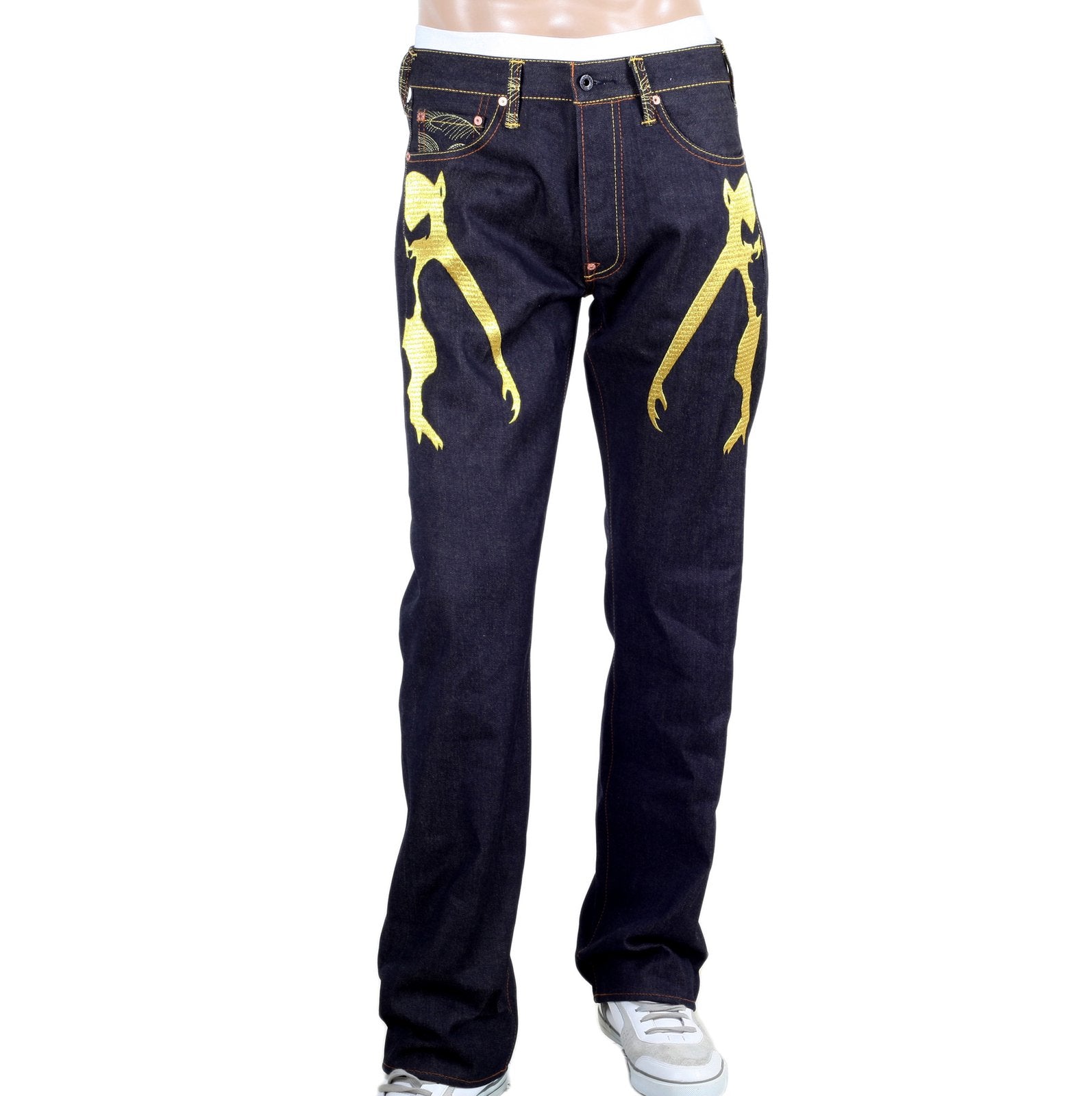 RMC JEANS EXCLUSIVE SIDE MONKEY EMBROIDERED GENUINE RAW SELVEDGE VINTAGE CUT DENIM JEANS REDM6210