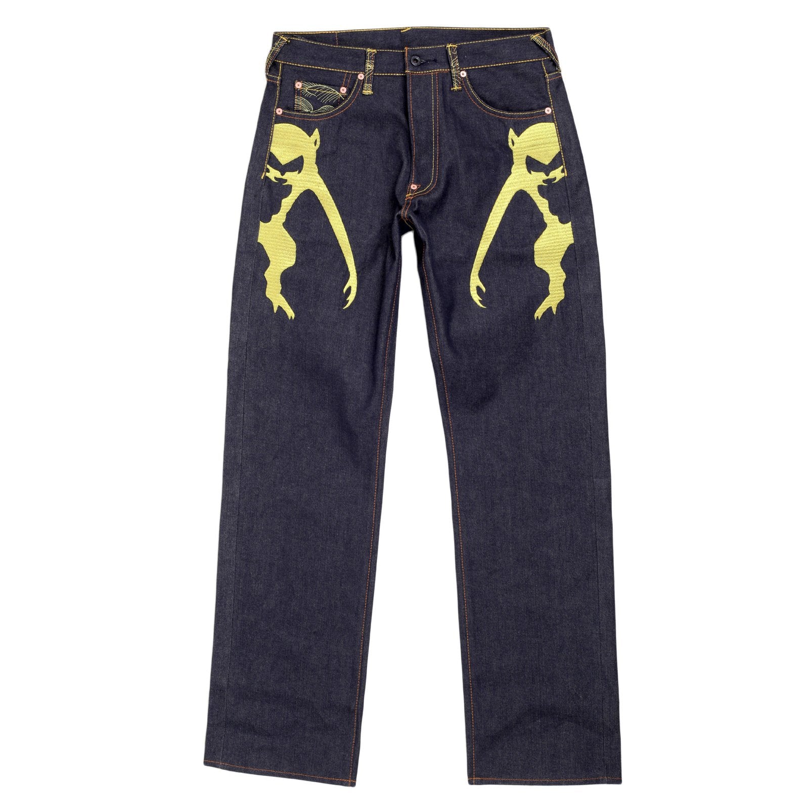 RMC JEANS EXCLUSIVE SIDE MONKEY EMBROIDERED GENUINE RAW SELVEDGE VINTAGE CUT DENIM JEANS REDM6210