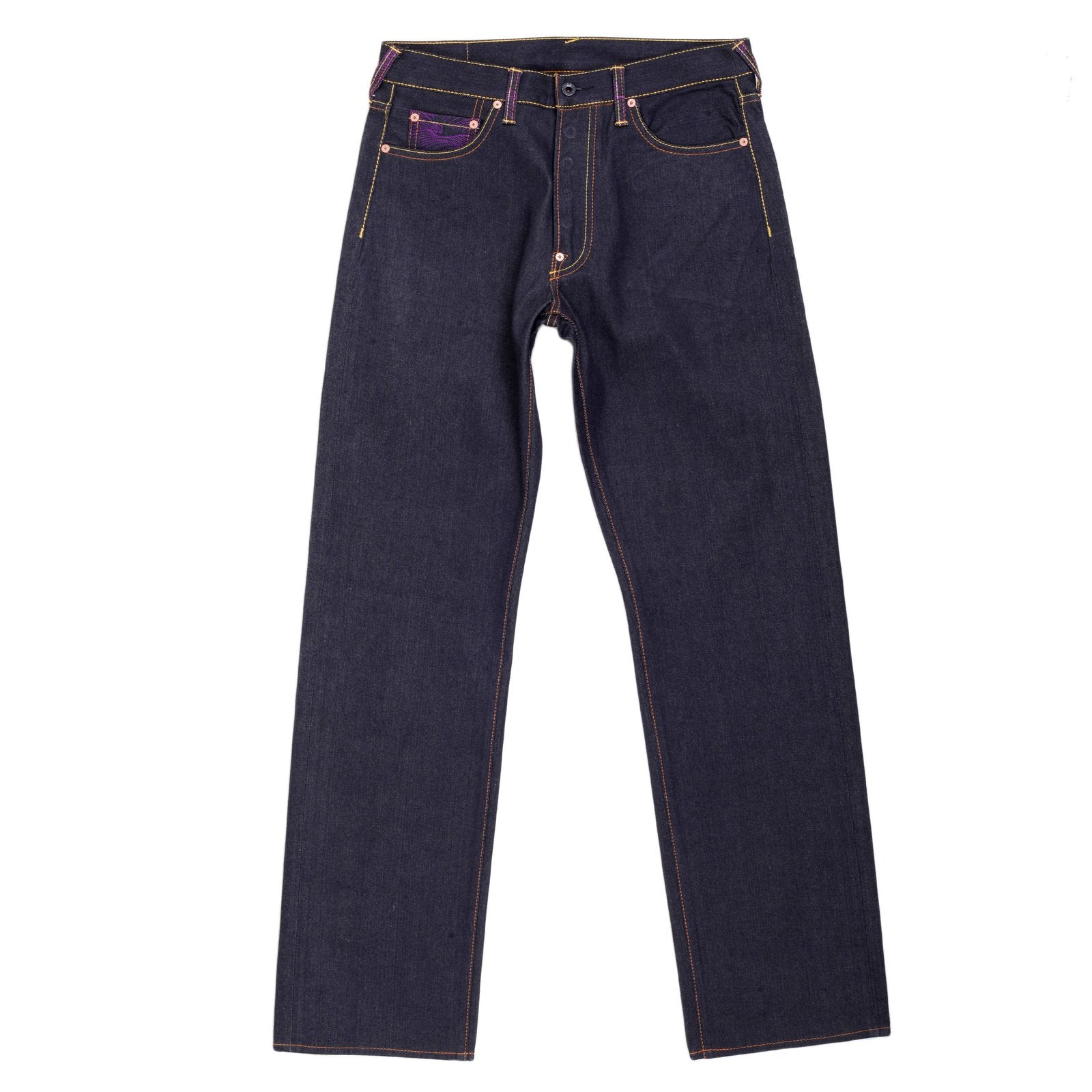 RMC JEANS EXCLUSIVE ROCK TSUNAMI WAVE EMBROIDERED GENUINE RAW SELVEDGE VINTAGE CUT DENIM JEANS REDM6214