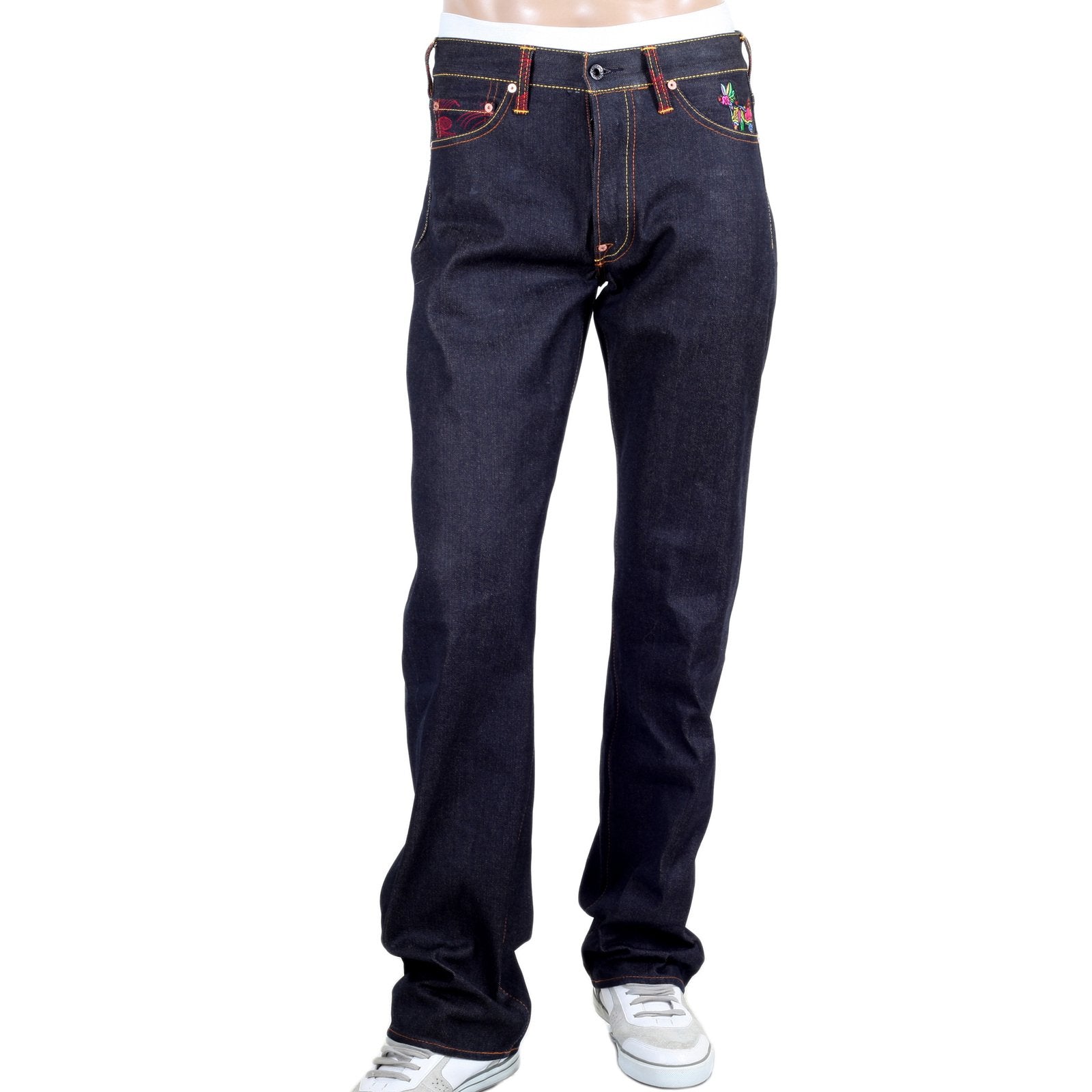 RMC JEANS GENUINE EXCLUSIVE GREEDY GOLDEN MONKEY EMBROIDERED VINTAGE RAW SELVEDGE JEANS REDM9065