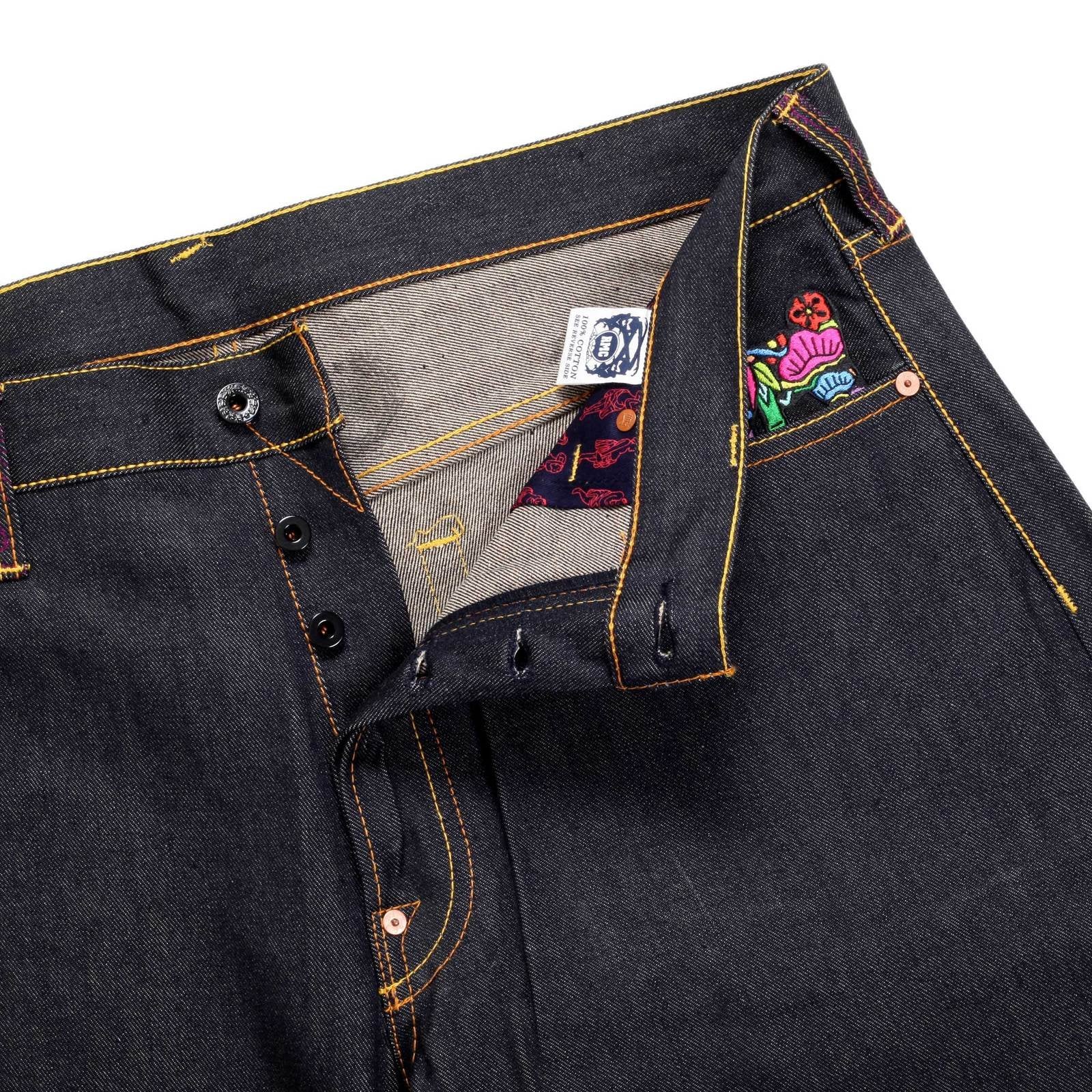 RMC JEANS DARK INDIGO AUTHENTIC 2 LADIES EMBROIDERED VINTAGE RAW SELVEDGE JEANS REDM9067