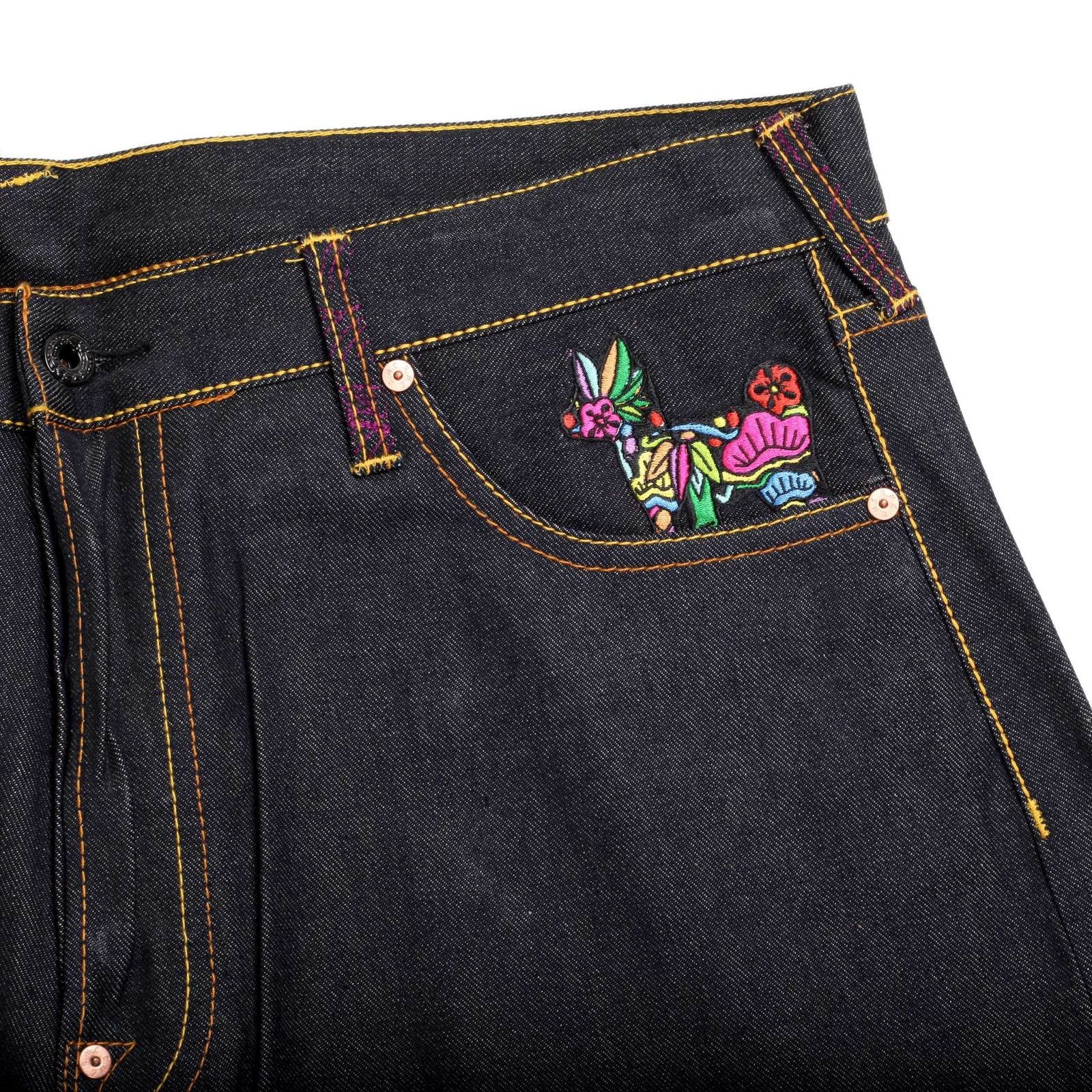 RMC JEANS DARK INDIGO AUTHENTIC 2 LADIES EMBROIDERED VINTAGE RAW SELVEDGE JEANS REDM9067