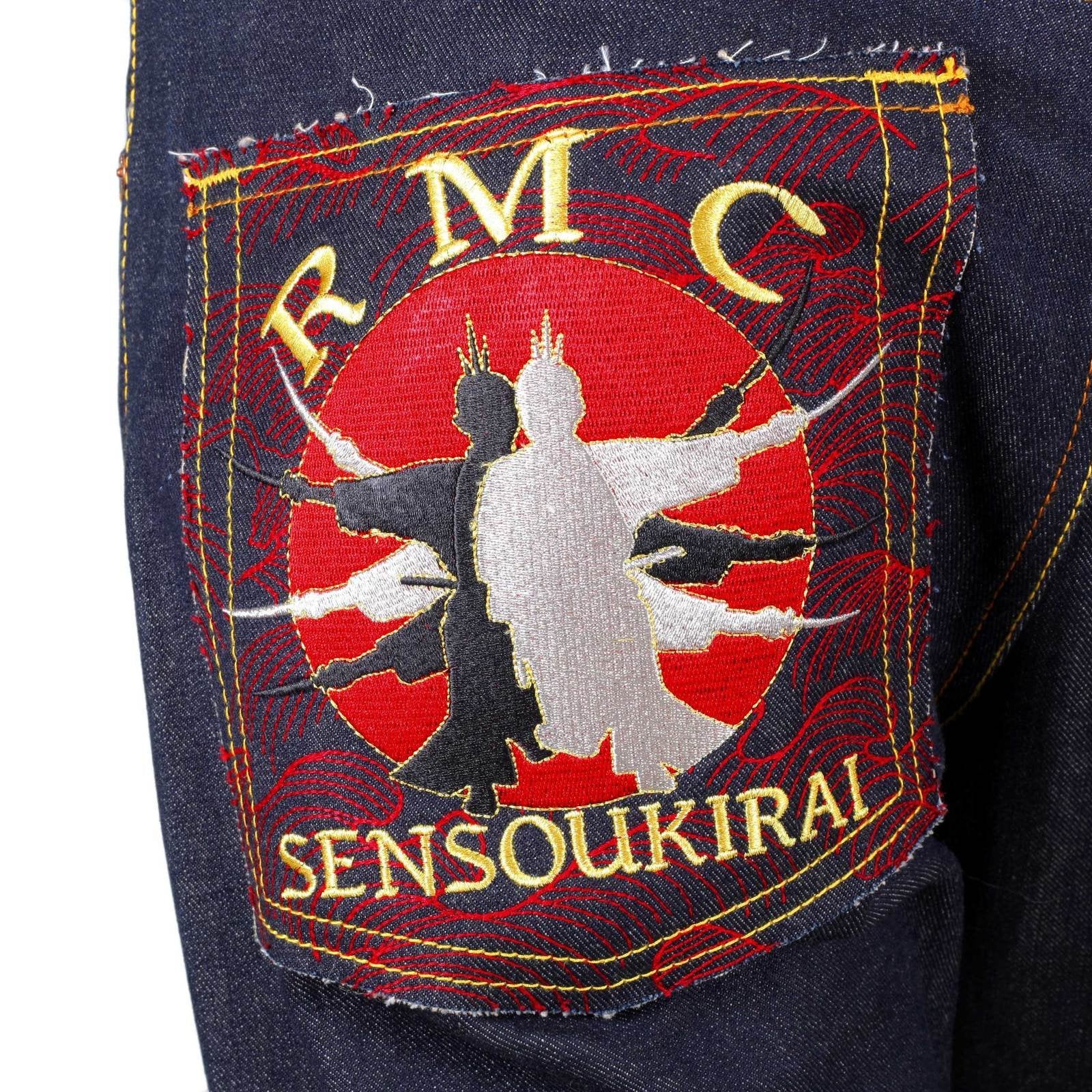 RMC JEANS DARK INDIGO GENUINE SUPER EXCLUSIVE SENSOUKIRAI EMBROIDERED VINTAGE RAW SELVEDGE JEANS REDM9069