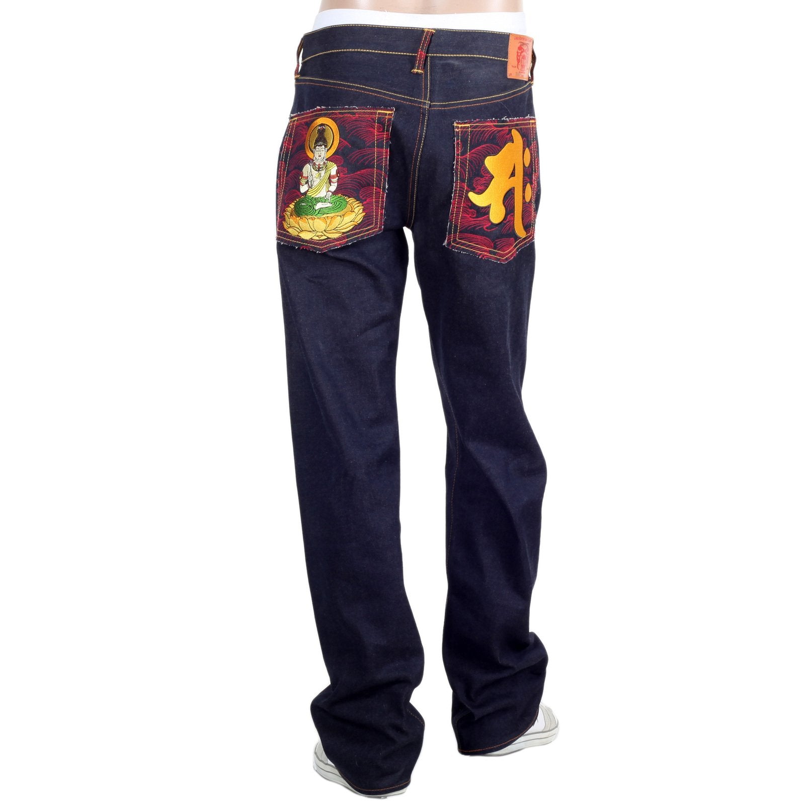 RMC JEANS DARK INDIGO GENUINE SEISI BOSATU YEAR OF THE HORSE EMBROIDERED VINTAGE RAW SELVEDGE JEANS REDM9076