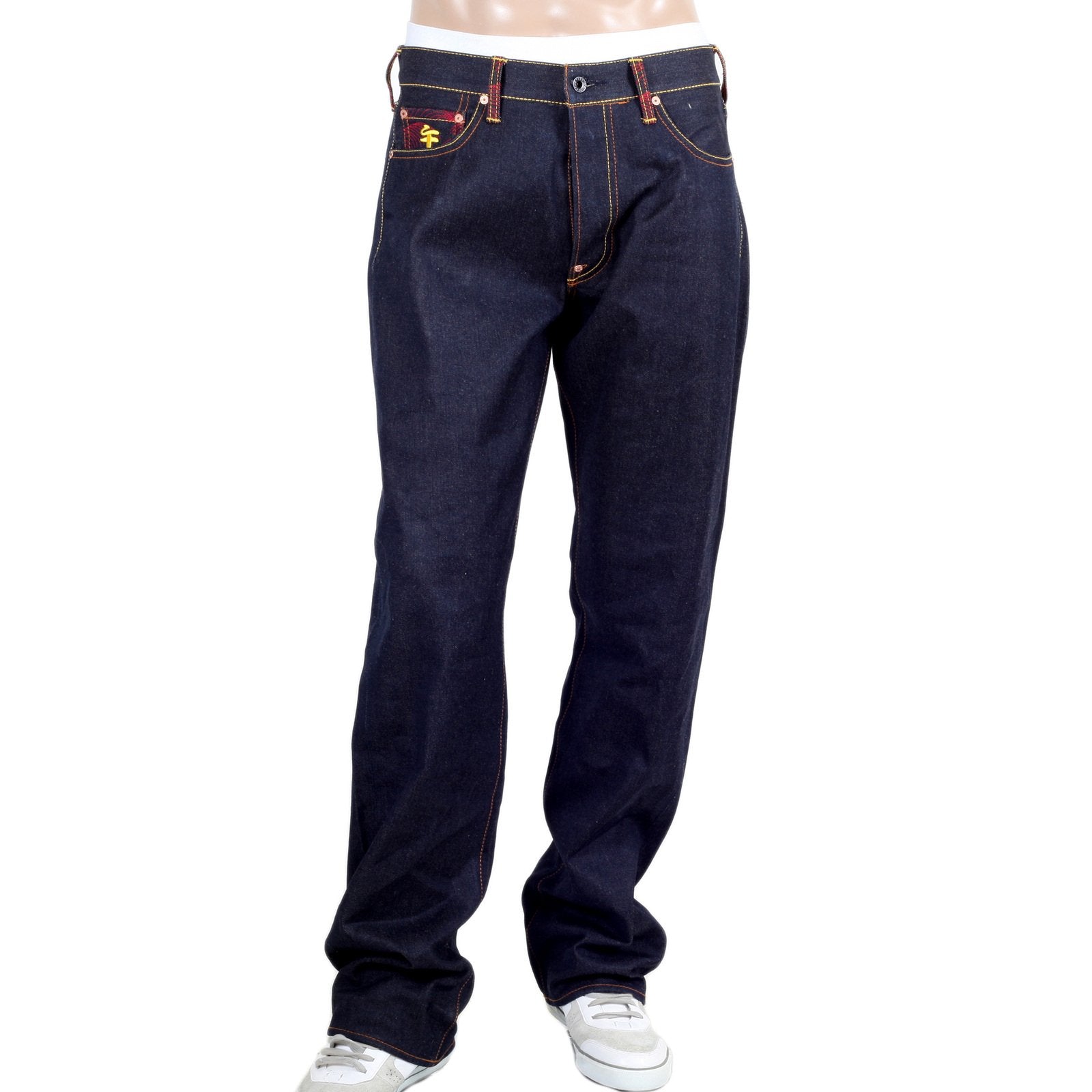 RMC JEANS DARK INDIGO GENUINE SEISI BOSATU YEAR OF THE HORSE EMBROIDERED VINTAGE RAW SELVEDGE JEANS REDM9076