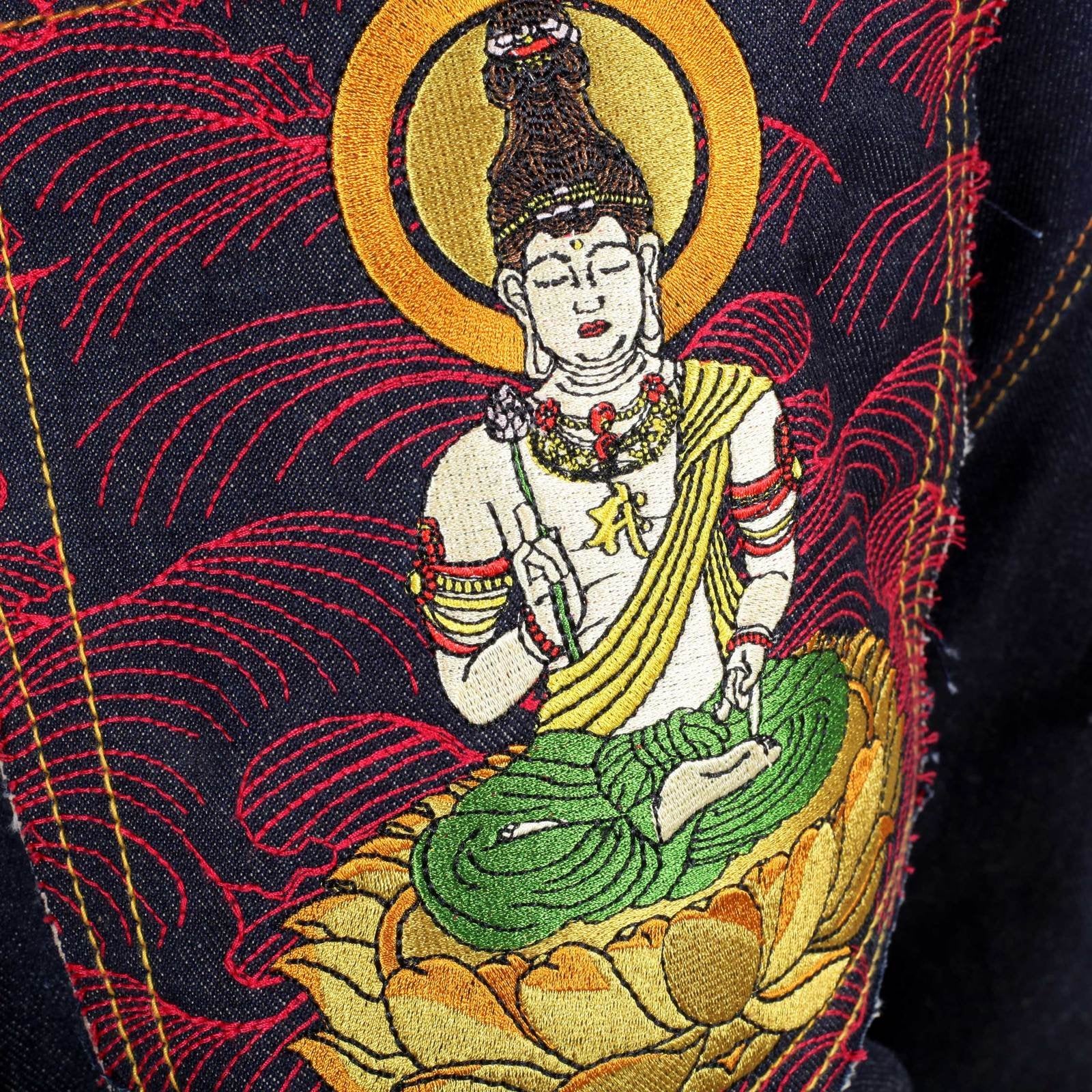 RMC JEANS DARK INDIGO GENUINE SEISI BOSATU YEAR OF THE HORSE EMBROIDERED VINTAGE RAW SELVEDGE JEANS REDM9076