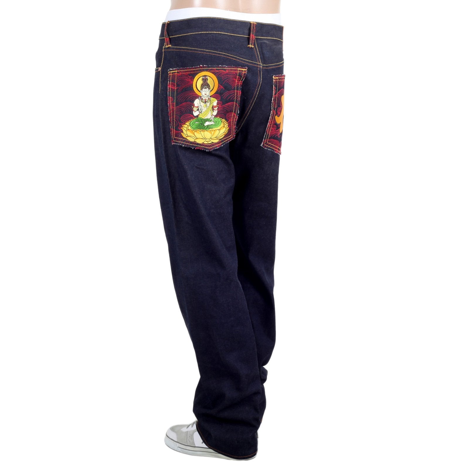 RMC JEANS DARK INDIGO GENUINE SEISI BOSATU YEAR OF THE HORSE EMBROIDERED VINTAGE RAW SELVEDGE JEANS REDM9076