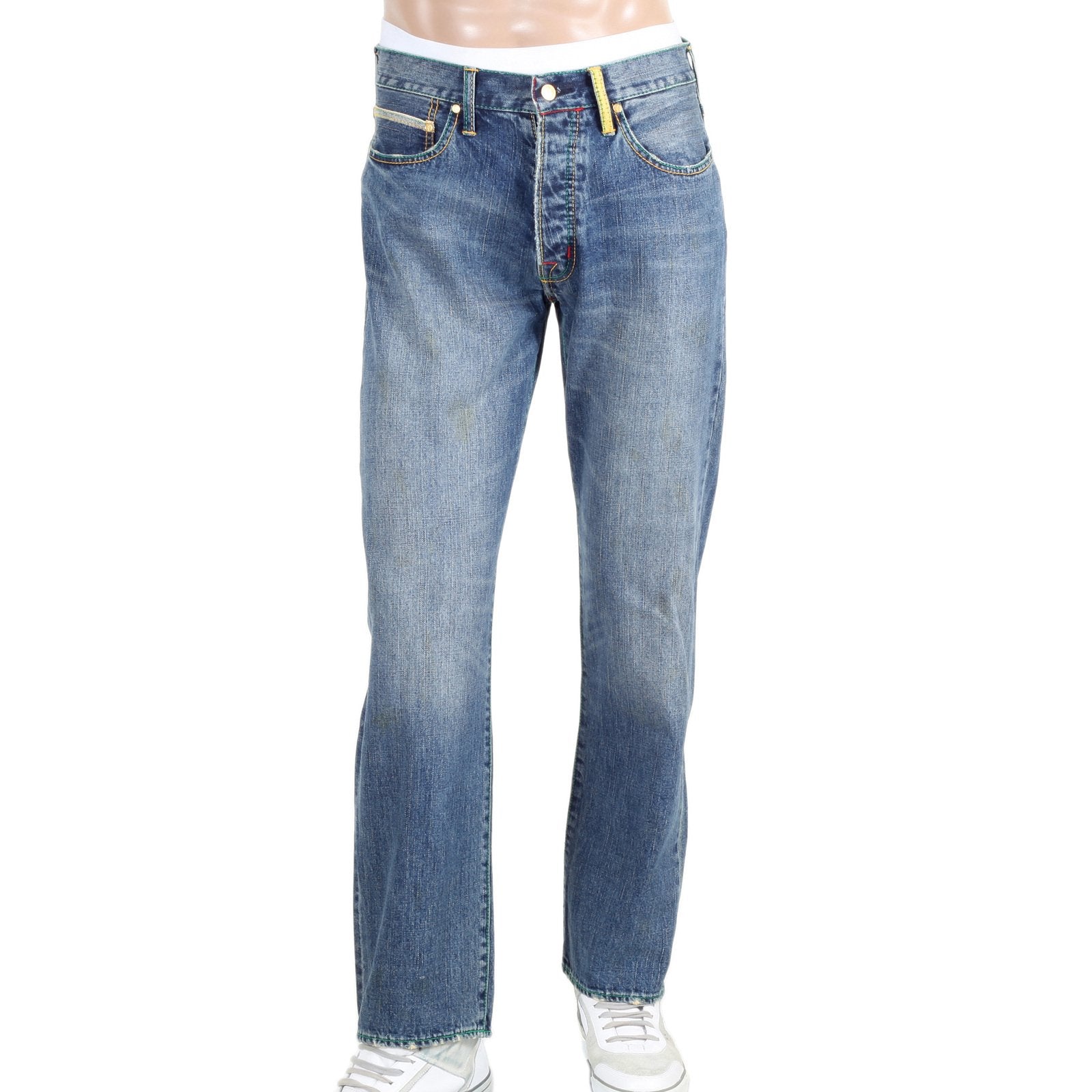 YOROPIKO BY MARTIN YAT MING ORIGINAL CUT STONE WASHED FADED SELVEDGE DENIM JEANS YORO9085