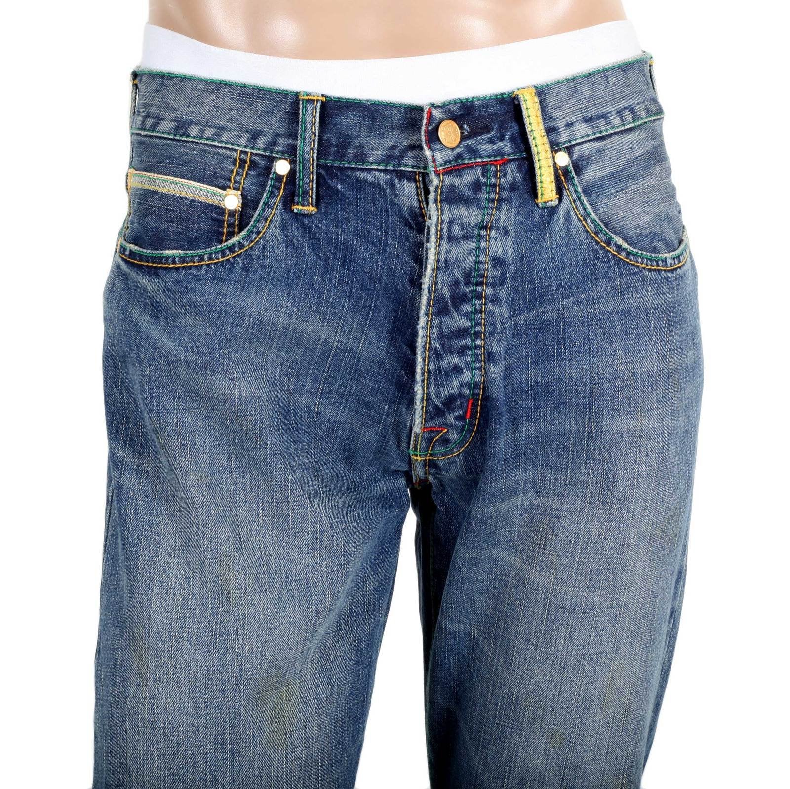 YOROPIKO BY MARTIN YAT MING ORIGINAL CUT STONE WASHED FADED SELVEDGE DENIM JEANS YORO9085