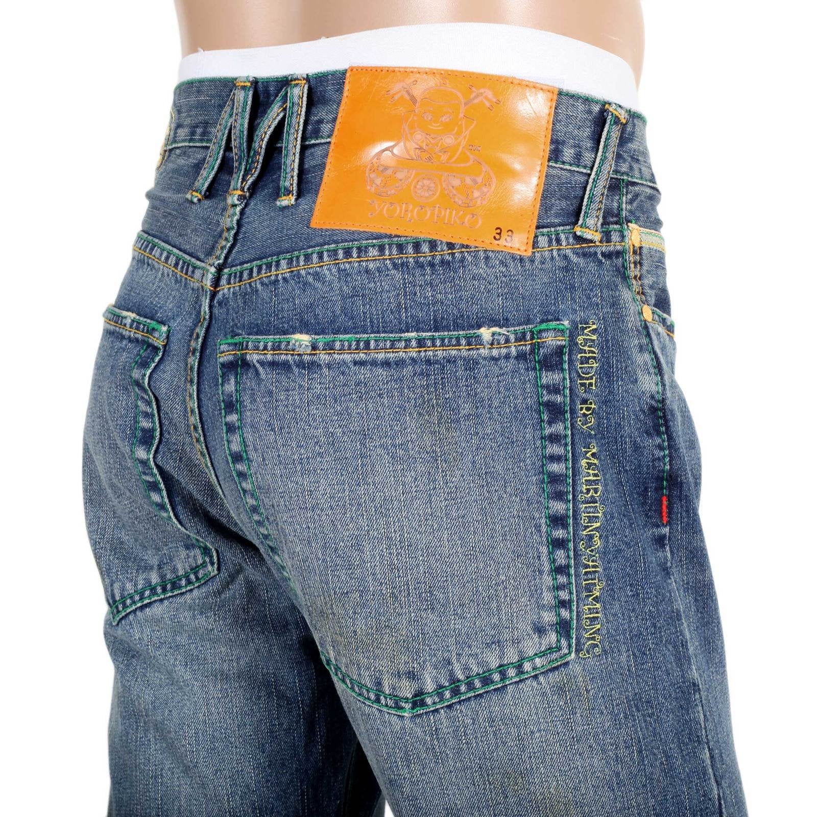 YOROPIKO BY MARTIN YAT MING ORIGINAL CUT STONE WASHED FADED SELVEDGE DENIM JEANS YORO9085