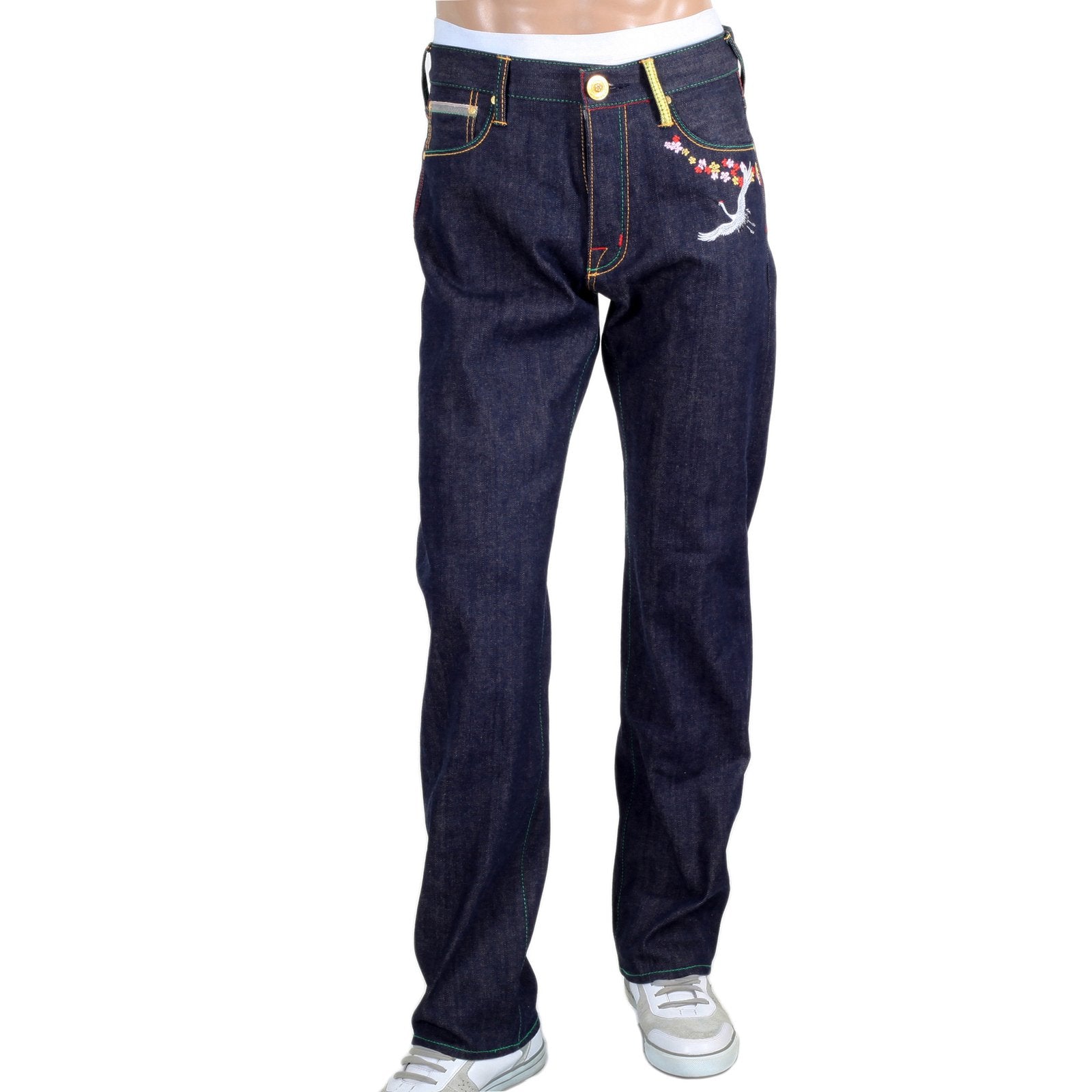 YOROPIKO LIMITED EDITION DARK INDIGO RAW SELVEDGE VINTAGE CUT SAKURA BIRD SUPER EXCLUSIVE DENIM JEANS YORO9091