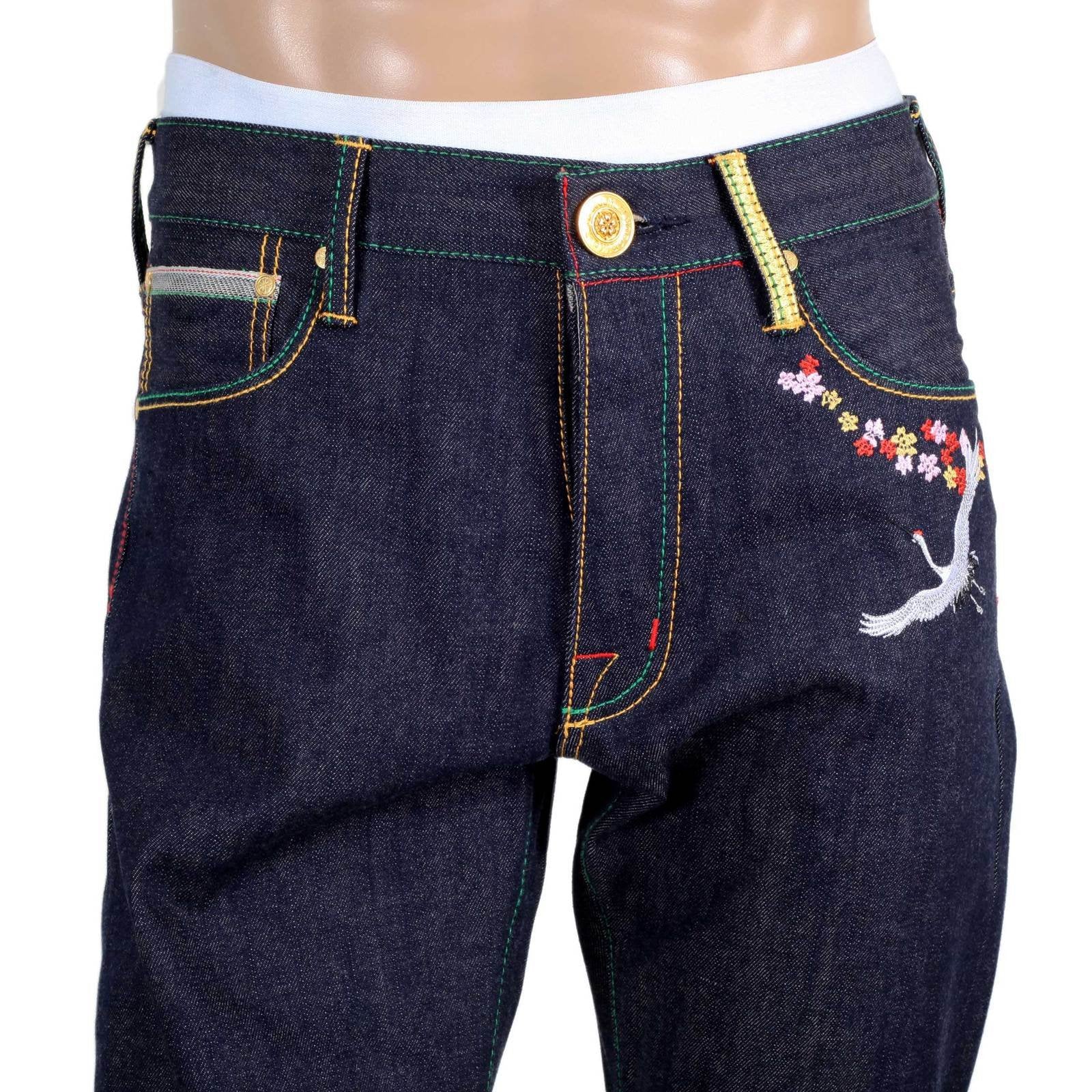 YOROPIKO LIMITED EDITION DARK INDIGO RAW SELVEDGE VINTAGE CUT SAKURA BIRD SUPER EXCLUSIVE DENIM JEANS YORO9091