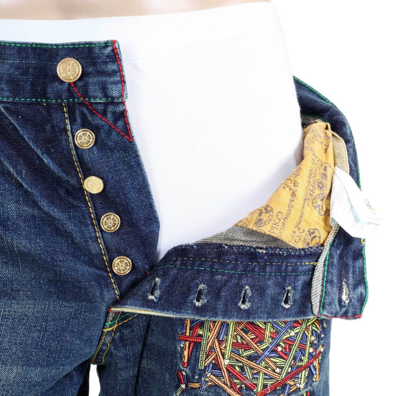 YOROPIKO LIMITED EDITION VINTAGE CUT EXCLUSIVE SELVEDGE WASHED PENCIL SKULL DENIM JEANS YORO9172