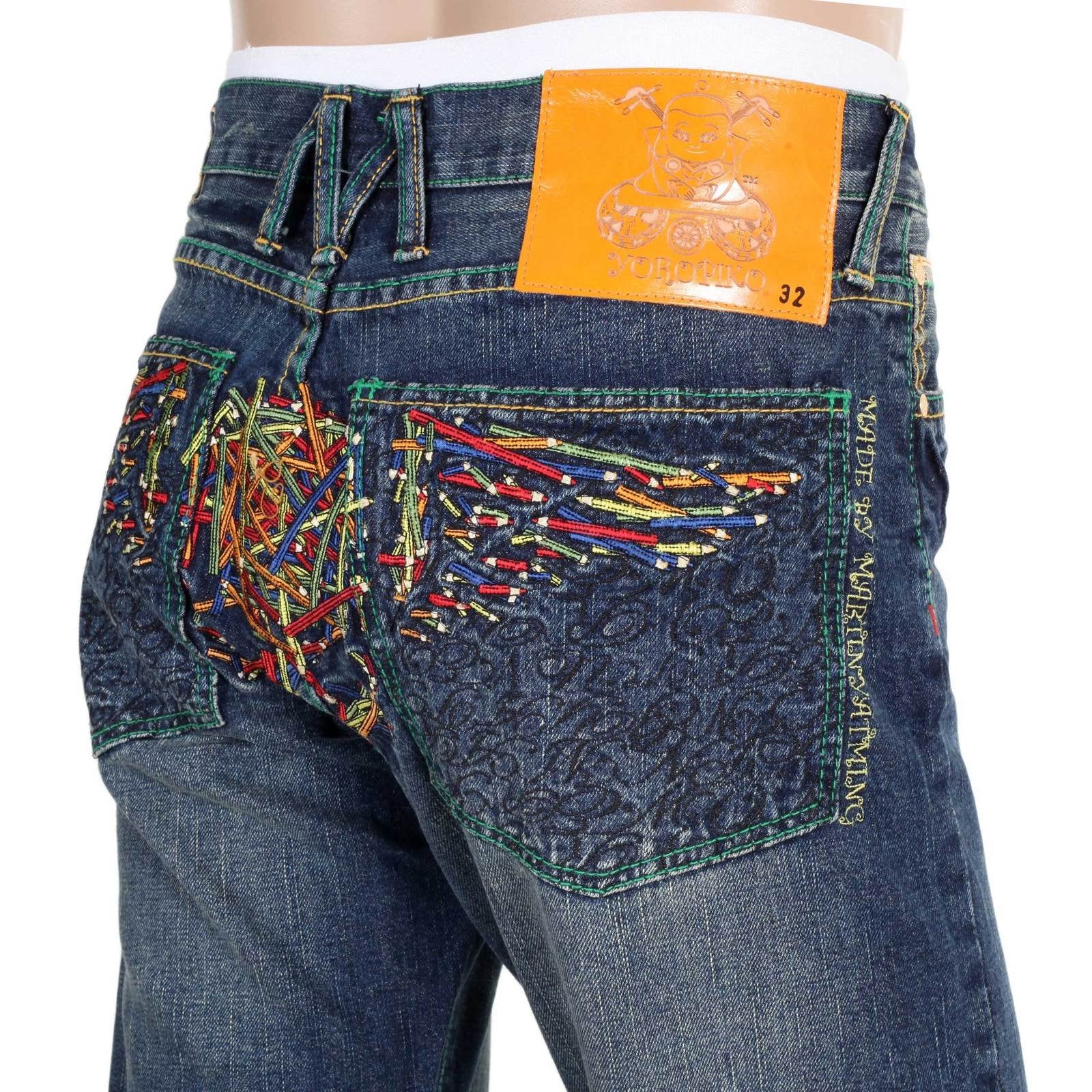 YOROPIKO LIMITED EDITION VINTAGE CUT EXCLUSIVE SELVEDGE WASHED PENCIL SKULL DENIM JEANS YORO9172