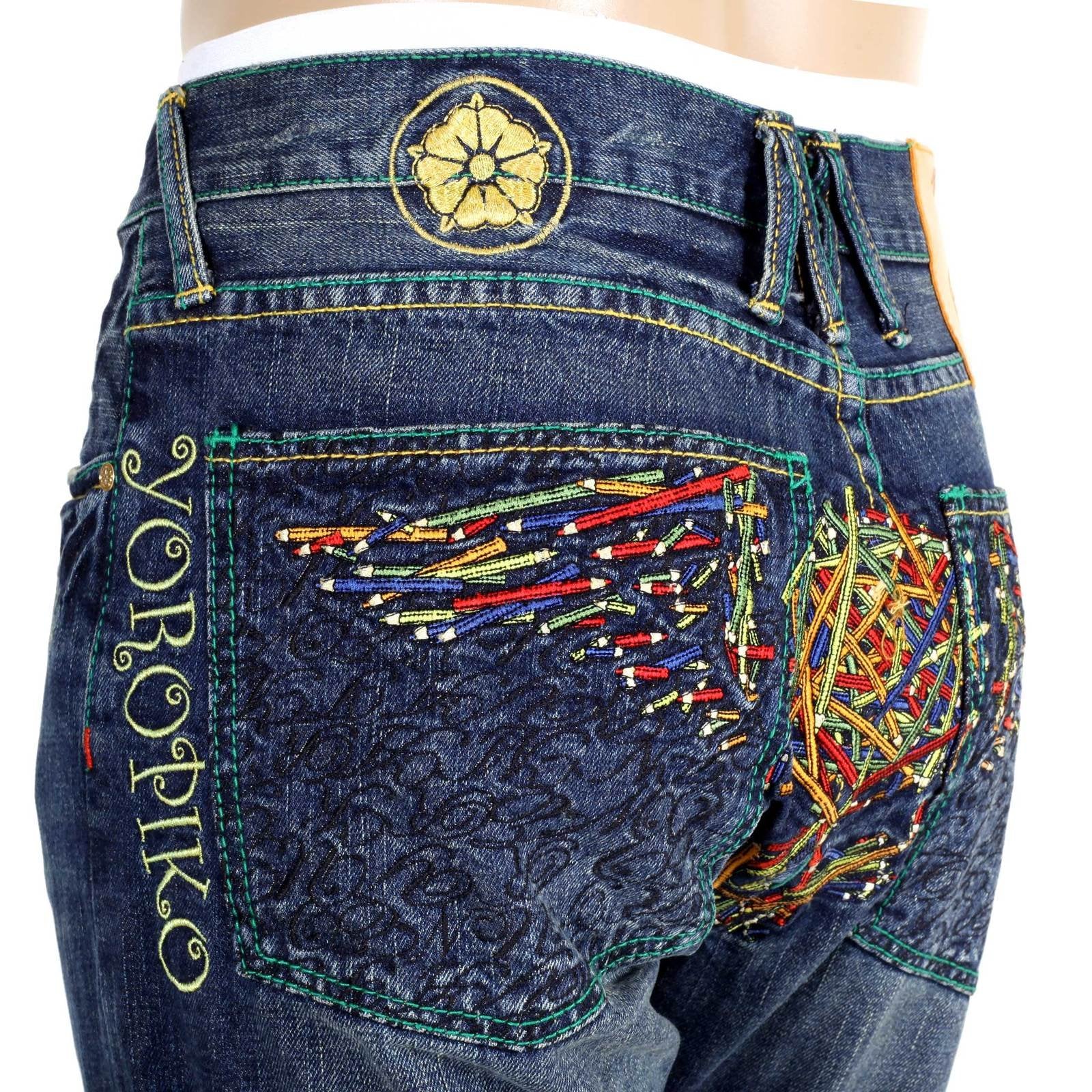 YOROPIKO LIMITED EDITION VINTAGE CUT EXCLUSIVE SELVEDGE WASHED PENCIL SKULL DENIM JEANS YORO9172