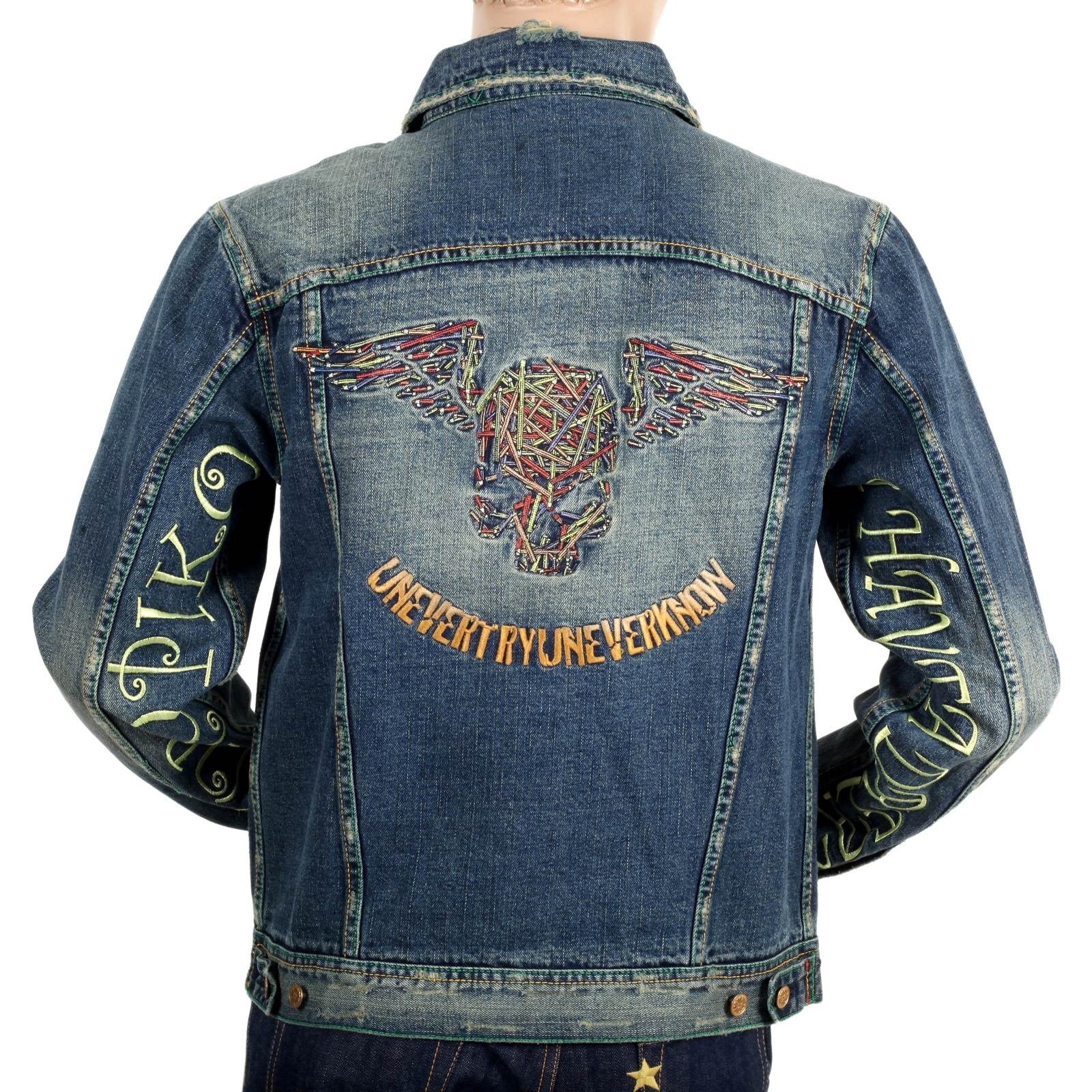 YOROPIKO PENCIL SKULL EXCLUSIVE EMBROIDERED LIMITED EDITION VINTAGE CUT DENIM JACKET YORO9173