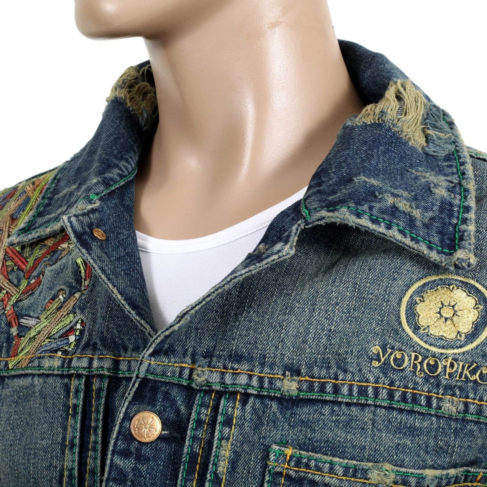 YOROPIKO PENCIL SKULL EXCLUSIVE EMBROIDERED LIMITED EDITION VINTAGE CUT DENIM JACKET YORO9173