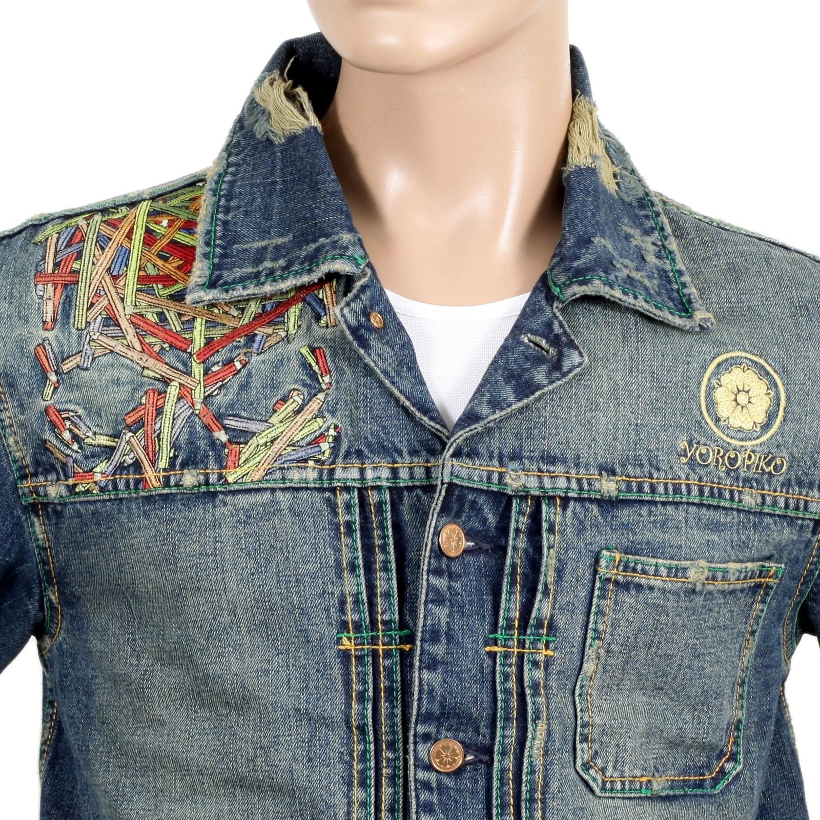 YOROPIKO PENCIL SKULL EXCLUSIVE EMBROIDERED LIMITED EDITION VINTAGE CUT DENIM JACKET YORO9173
