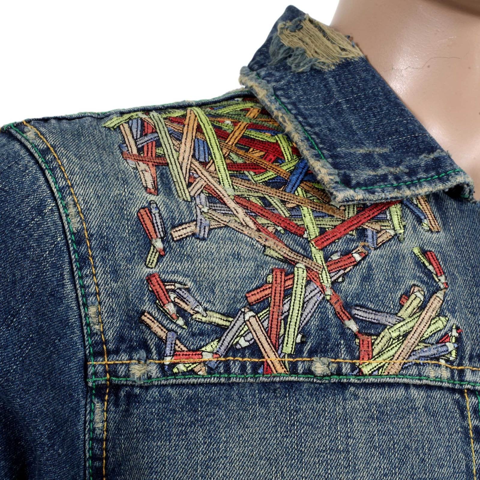 YOROPIKO PENCIL SKULL EXCLUSIVE EMBROIDERED LIMITED EDITION VINTAGE CUT DENIM JACKET YORO9173