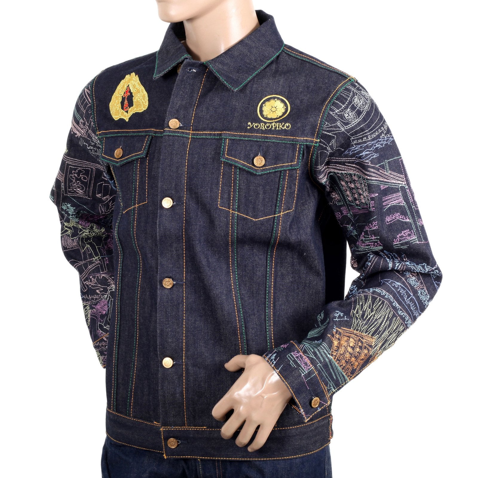YOROPIKO JAY-Z EXCLUSIVE LIMITED EDITION VINTAGE CUT RAW SELVEDGE EMBROIDERED DENIM JACKET YORO9174