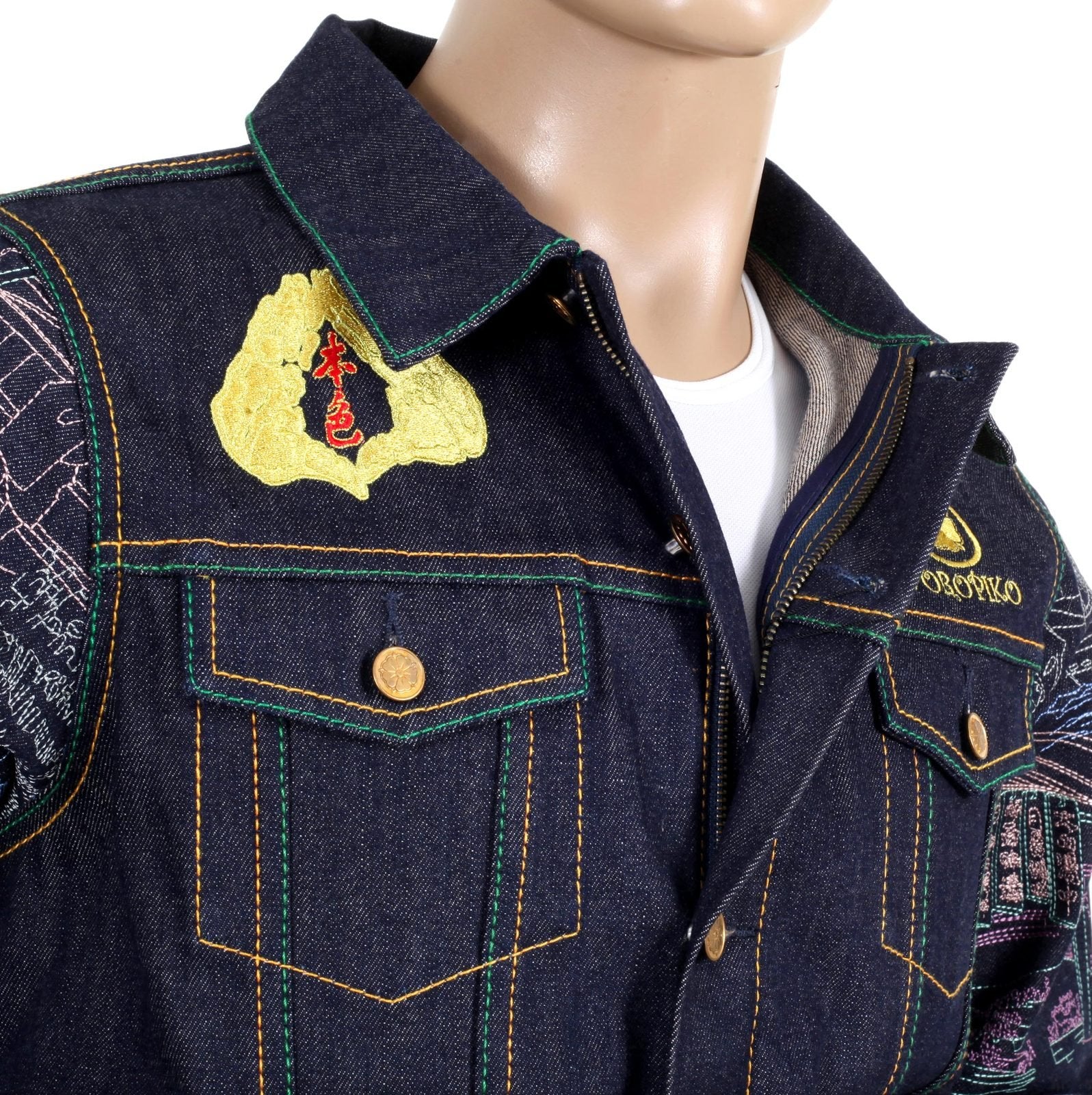 YOROPIKO JAY-Z EXCLUSIVE LIMITED EDITION VINTAGE CUT RAW SELVEDGE EMBROIDERED DENIM JACKET YORO9174