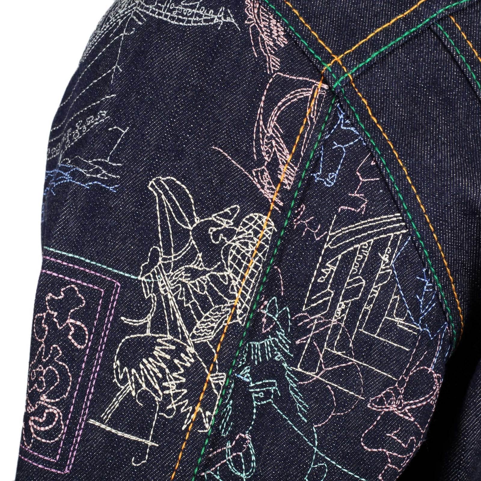 YOROPIKO JAY-Z EXCLUSIVE LIMITED EDITION VINTAGE CUT RAW SELVEDGE EMBROIDERED DENIM JACKET YORO9174