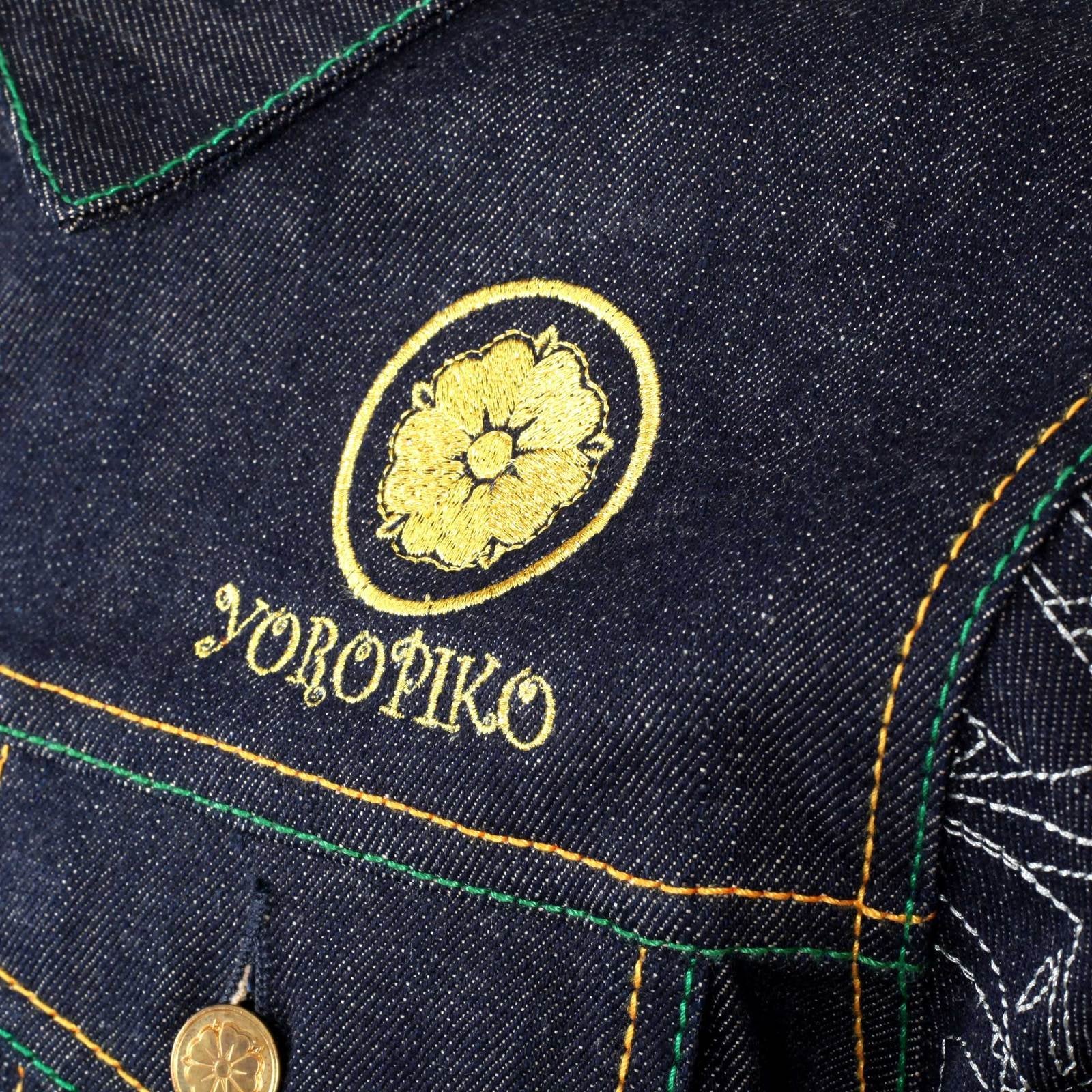 YOROPIKO JAY-Z EXCLUSIVE LIMITED EDITION VINTAGE CUT RAW SELVEDGE EMBROIDERED DENIM JACKET YORO9174