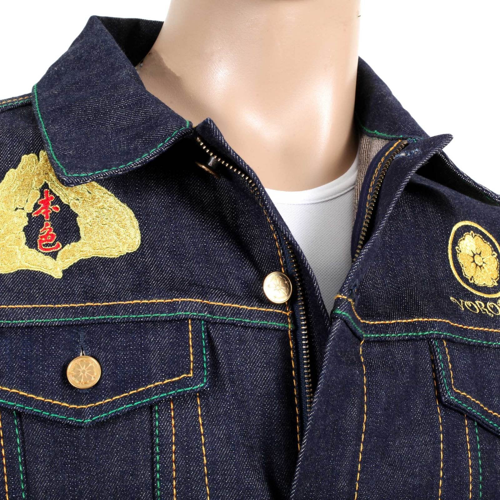 YOROPIKO FUDOUMYOUOU LIMITED EDITION EXCLUSIVE EMBROIDERED RAW SELVEDGE DENIM JACKET YORO9175