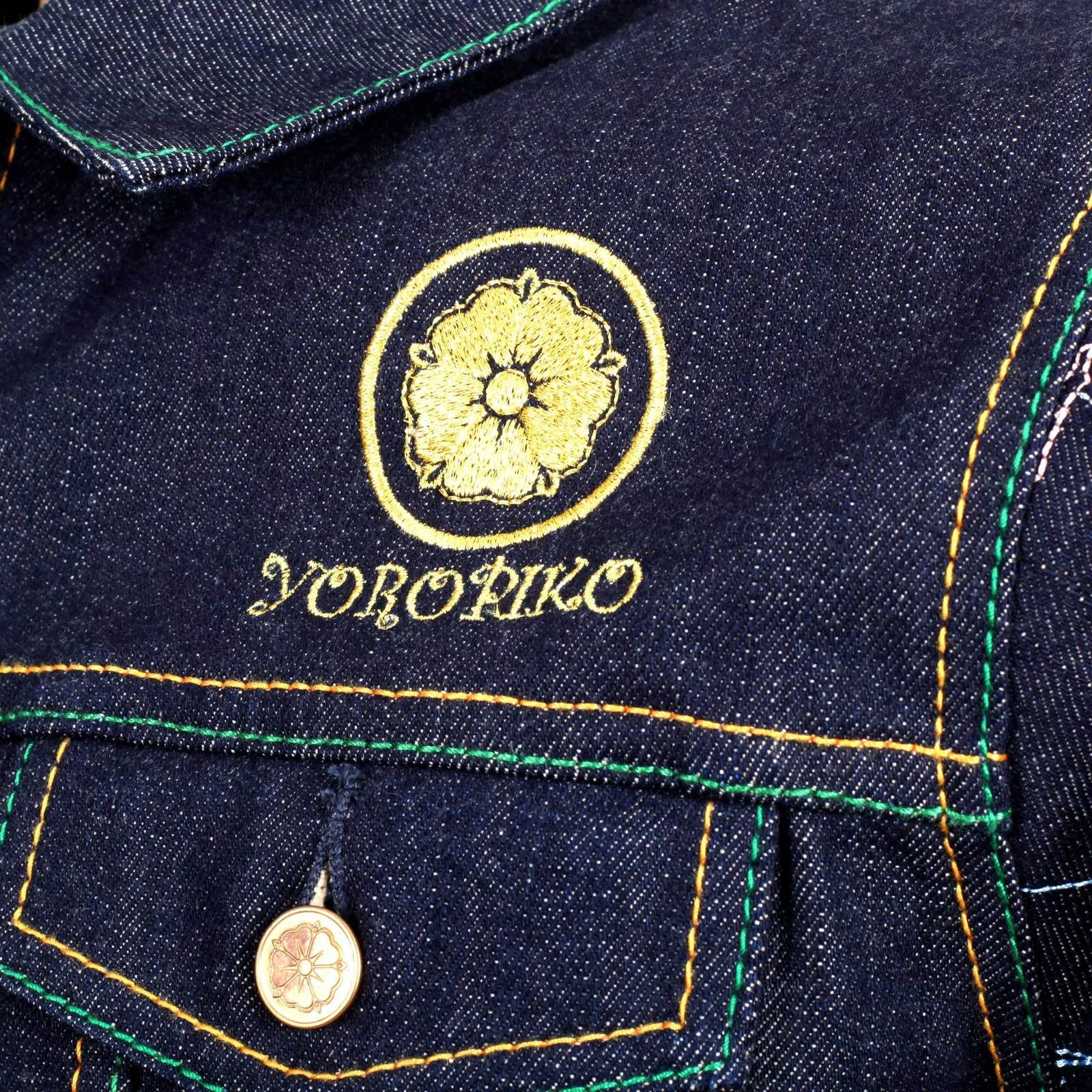 YOROPIKO FUDOUMYOUOU LIMITED EDITION EXCLUSIVE EMBROIDERED RAW SELVEDGE DENIM JACKET YORO9175