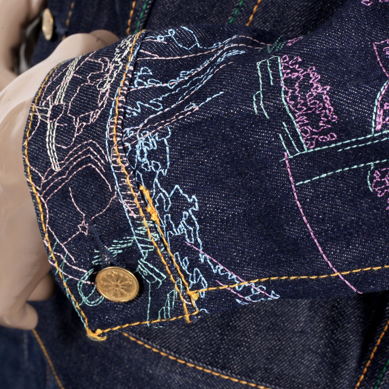 YOROPIKO FUDOUMYOUOU LIMITED EDITION EXCLUSIVE EMBROIDERED RAW SELVEDGE DENIM JACKET YORO9175