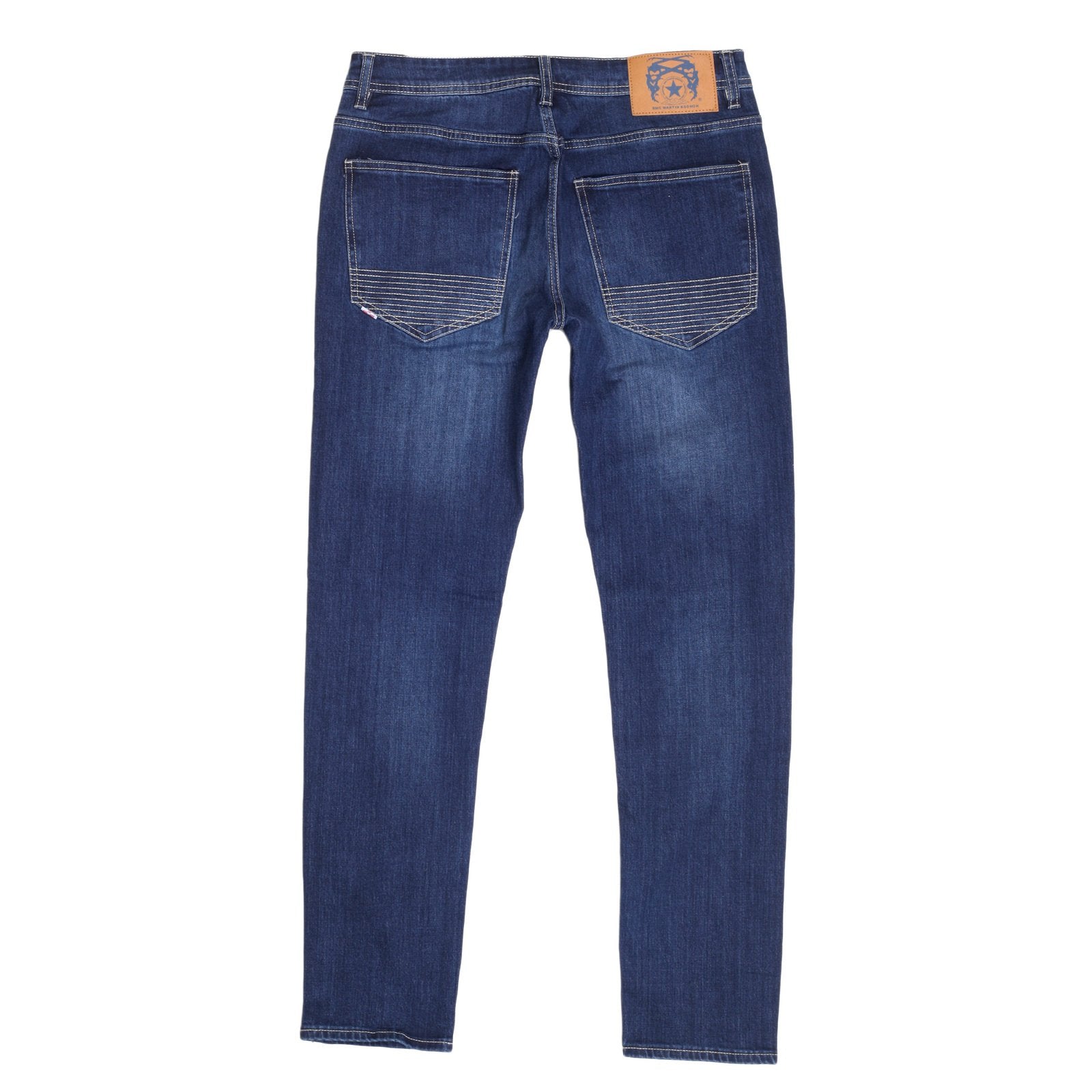 RED MONKEY RMC RPQ16135 STRETCH COTTON MIX SLIM FIT WASHED DARK BLUE DENIM JEANS WITH BUTTON FLY RMC7523