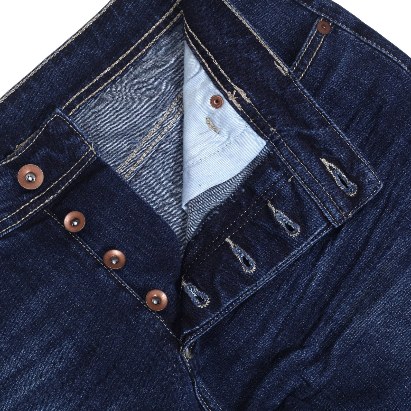 RED MONKEY RMC RPQ16135 STRETCH COTTON MIX SLIM FIT WASHED DARK BLUE DENIM JEANS WITH BUTTON FLY RMC7523