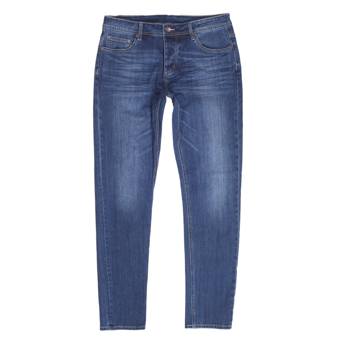 RED MONKEY RMC STRETCH RPQ16135 COTTON MIX SLIM FIT MID BLUE WASHED DENIM JEANS WITH BUTTON FLY RMC7522