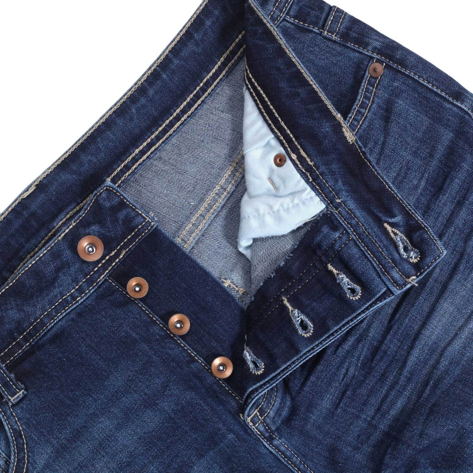 RED MONKEY RMC STRETCH RPQ16135 COTTON MIX SLIM FIT MID BLUE WASHED DENIM JEANS WITH BUTTON FLY RMC7522