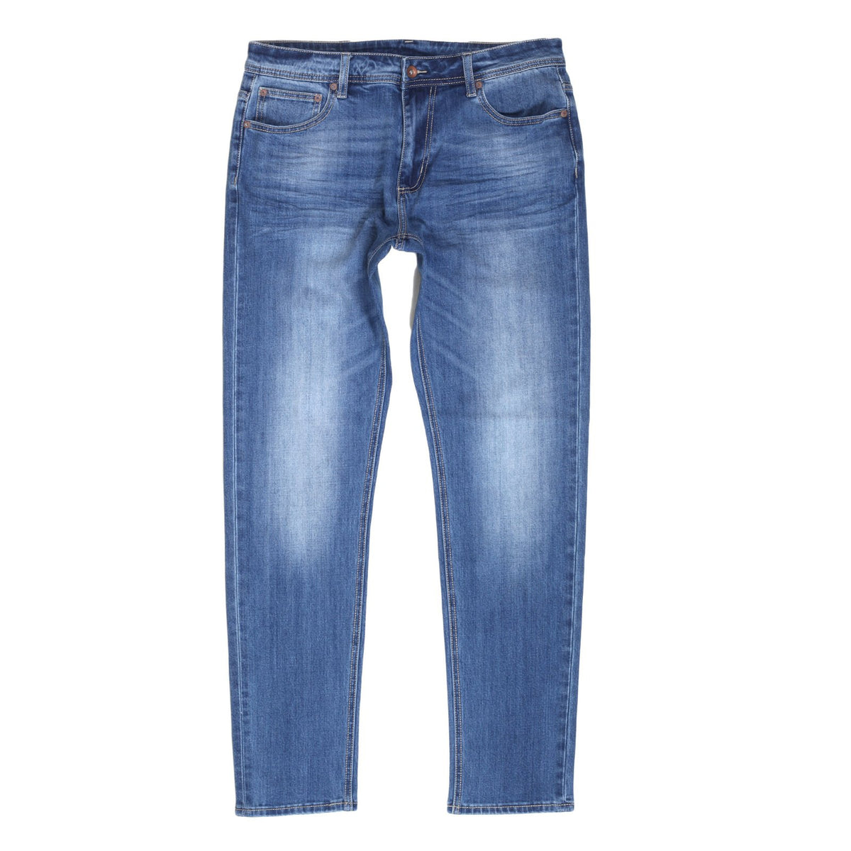 RMC JEANS STRETCH COTTON MIX SLIM FIT RPQ16135 LIGHT BLUE WASHED DENIM JEANS WITH BUTTON FLY RMC7521