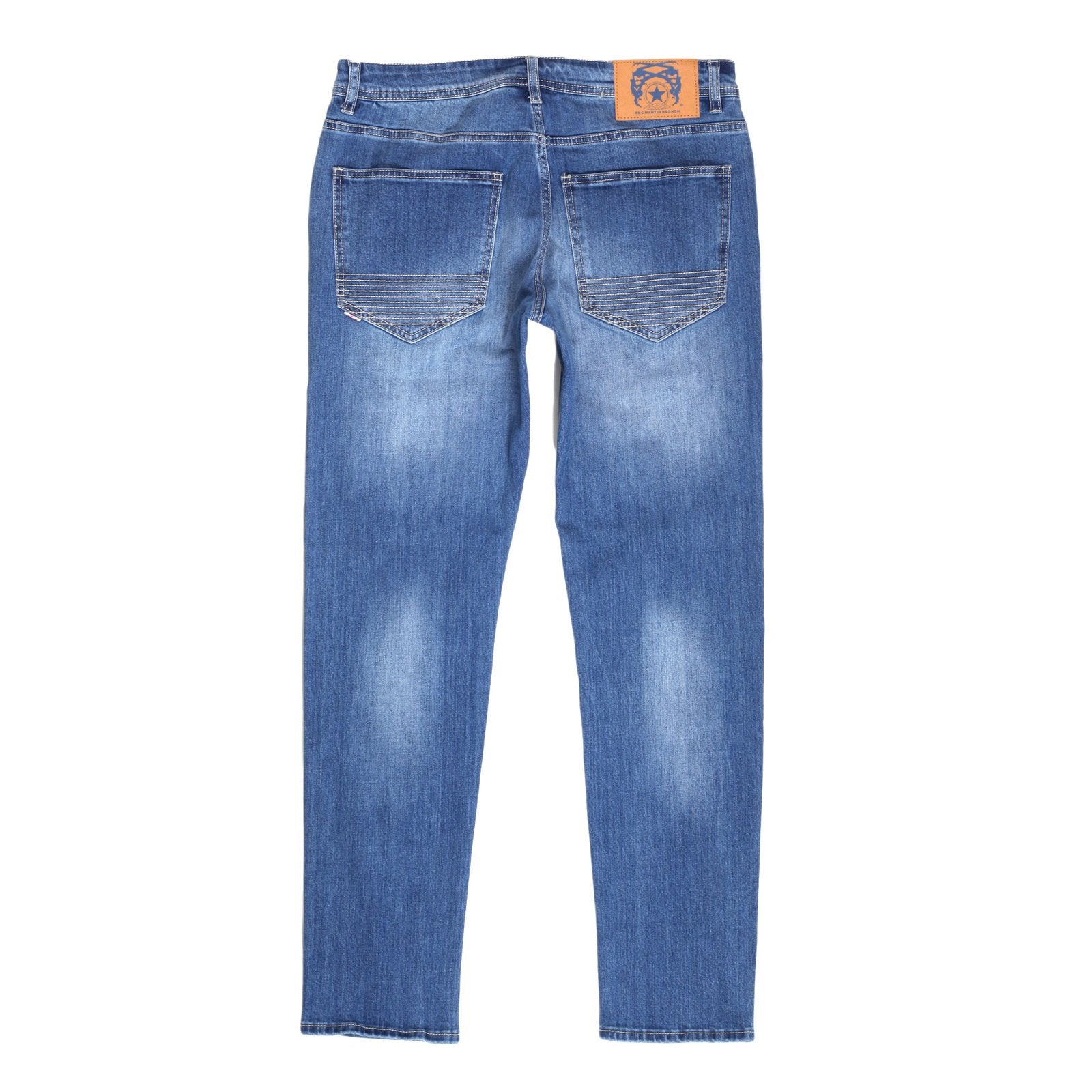 RMC JEANS STRETCH COTTON MIX SLIM FIT RPQ16135 LIGHT BLUE WASHED DENIM JEANS WITH BUTTON FLY RMC7521
