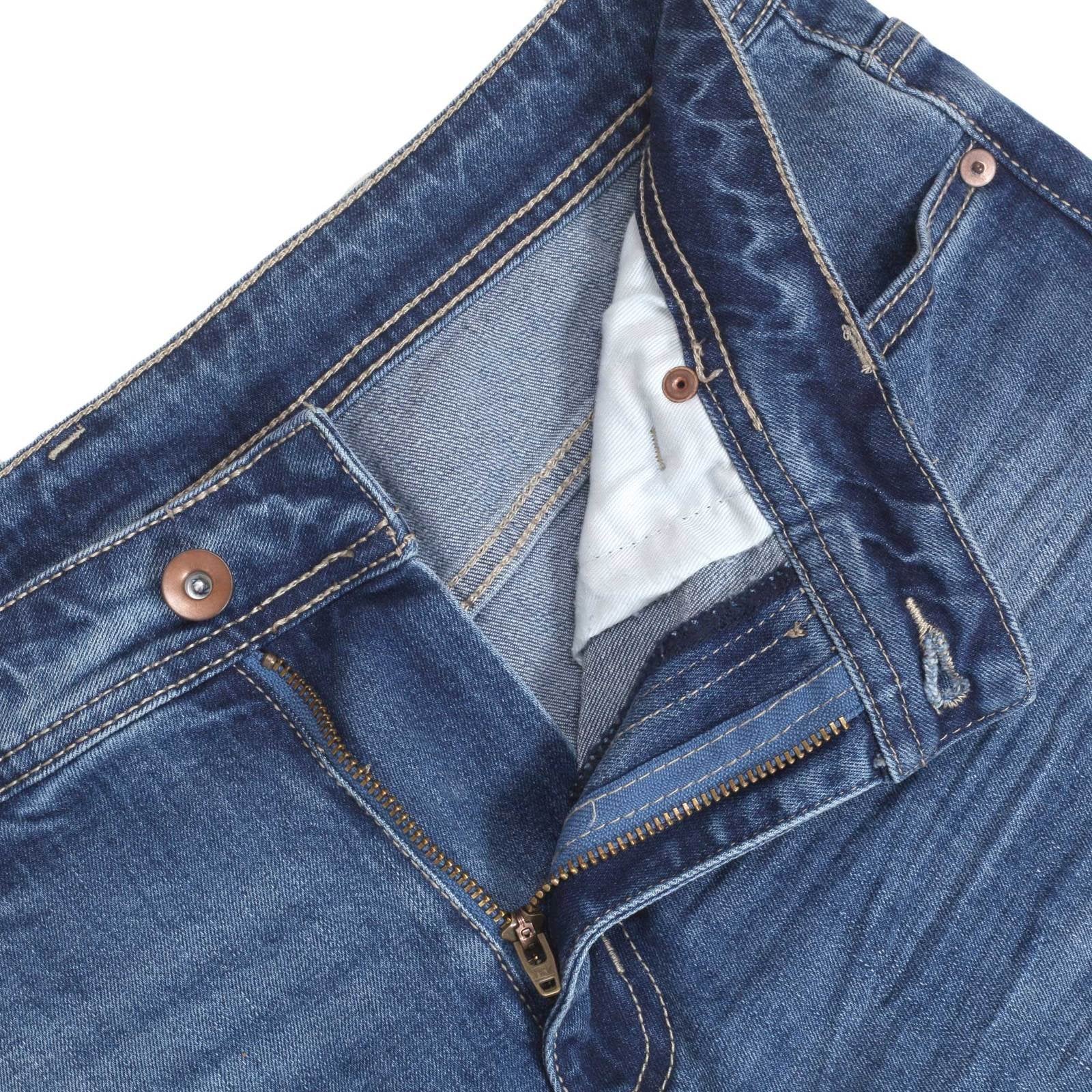 RMC JEANS STRETCH COTTON MIX SLIM FIT RPQ16135 LIGHT BLUE WASHED DENIM JEANS WITH BUTTON FLY RMC7521