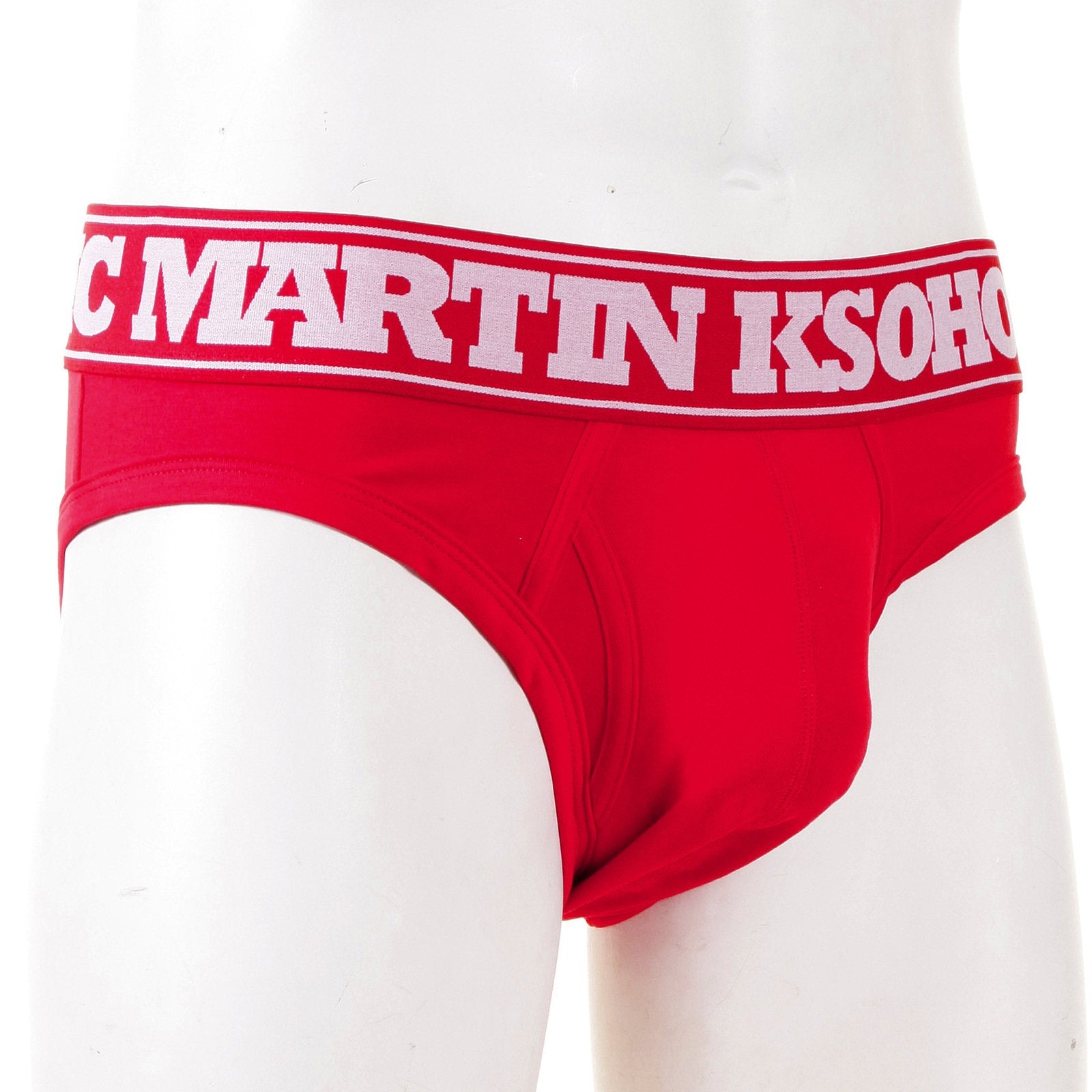 RMC MARTIN KSOHOH RED COTTON RQU12006 STRETCH BRIEFS FOR MEN WITH RED WAISTBAND RMBC004